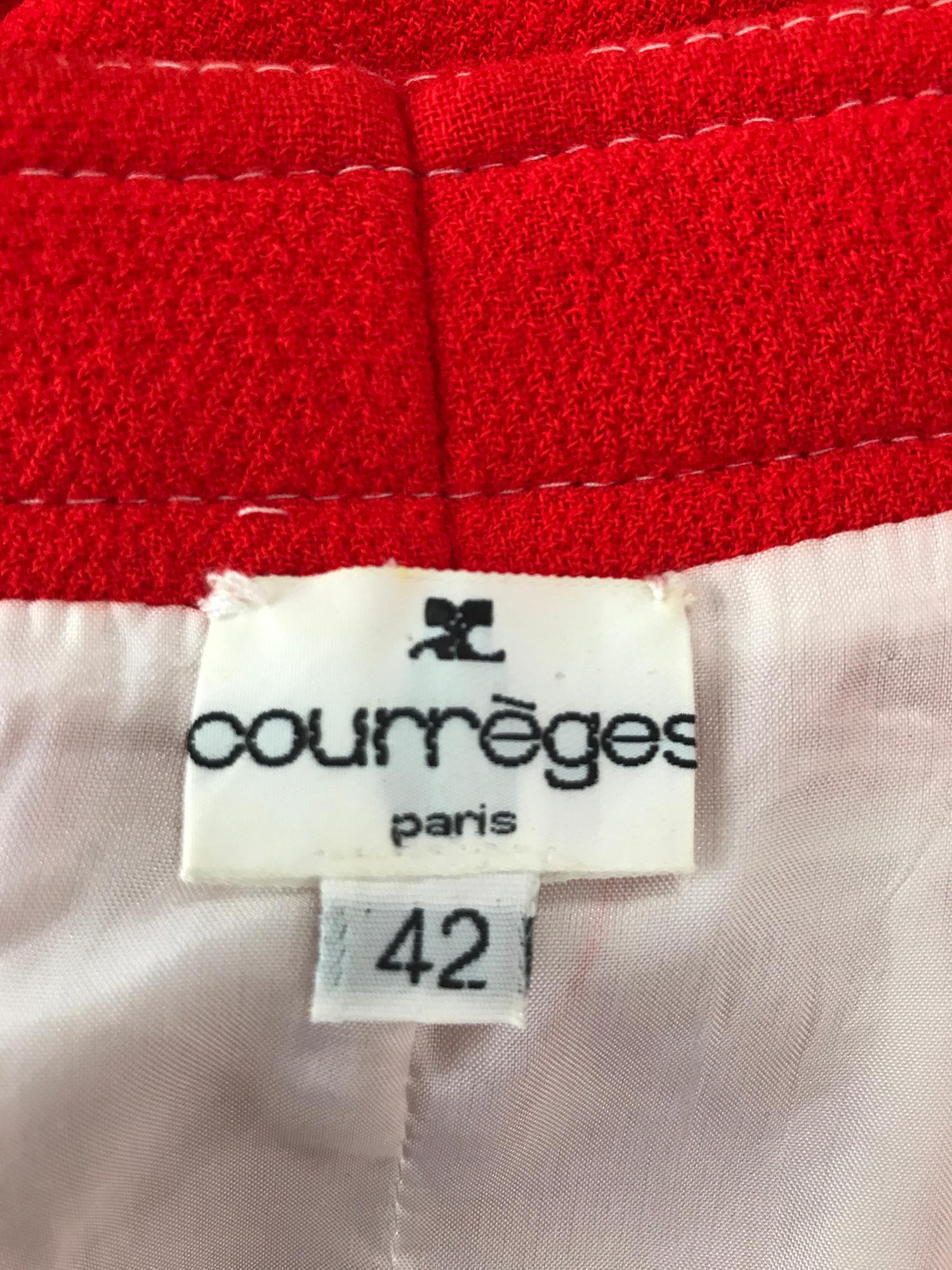 Courreges Orange Wool A Line Skirt White Top Stitching 42 For Sale 3