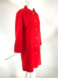 Courreges Orange Wool Raglan Sleeve Coat White Top Stitching