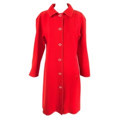 Courreges Orange Wool Raglan Sleeve Coat White Top Stitching