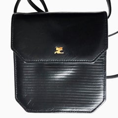 Courrèges Paris Tasche Messenger Vintage Crossbody Schwarz Leder