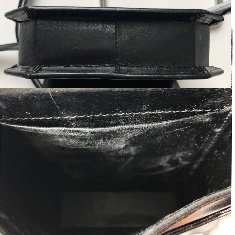Courrèges Paris Bag Messenger Vintage Crossbody Black Leather at 1stDibs