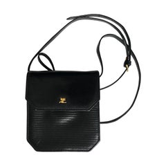 Courrèges Paris Bag Messenger Retro Crossbody Black Leather 