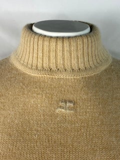 Courreges Paris Beige Knit Wool Sweater, Size 0