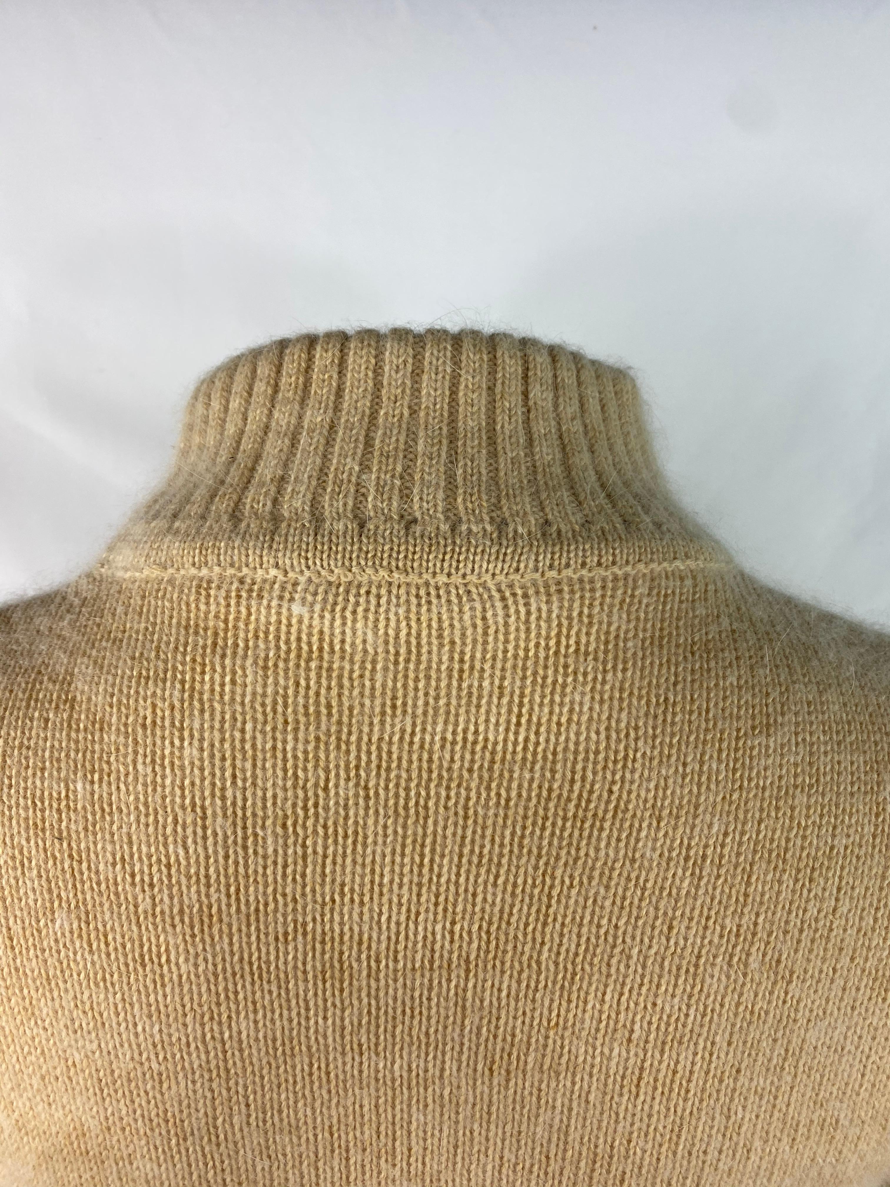 Courreges Paris Beige Knit Wool Sweater, Size 0 For Sale 1