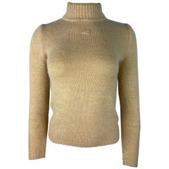 Courreges Paris Beige Knit Wool Sweater, Size 0