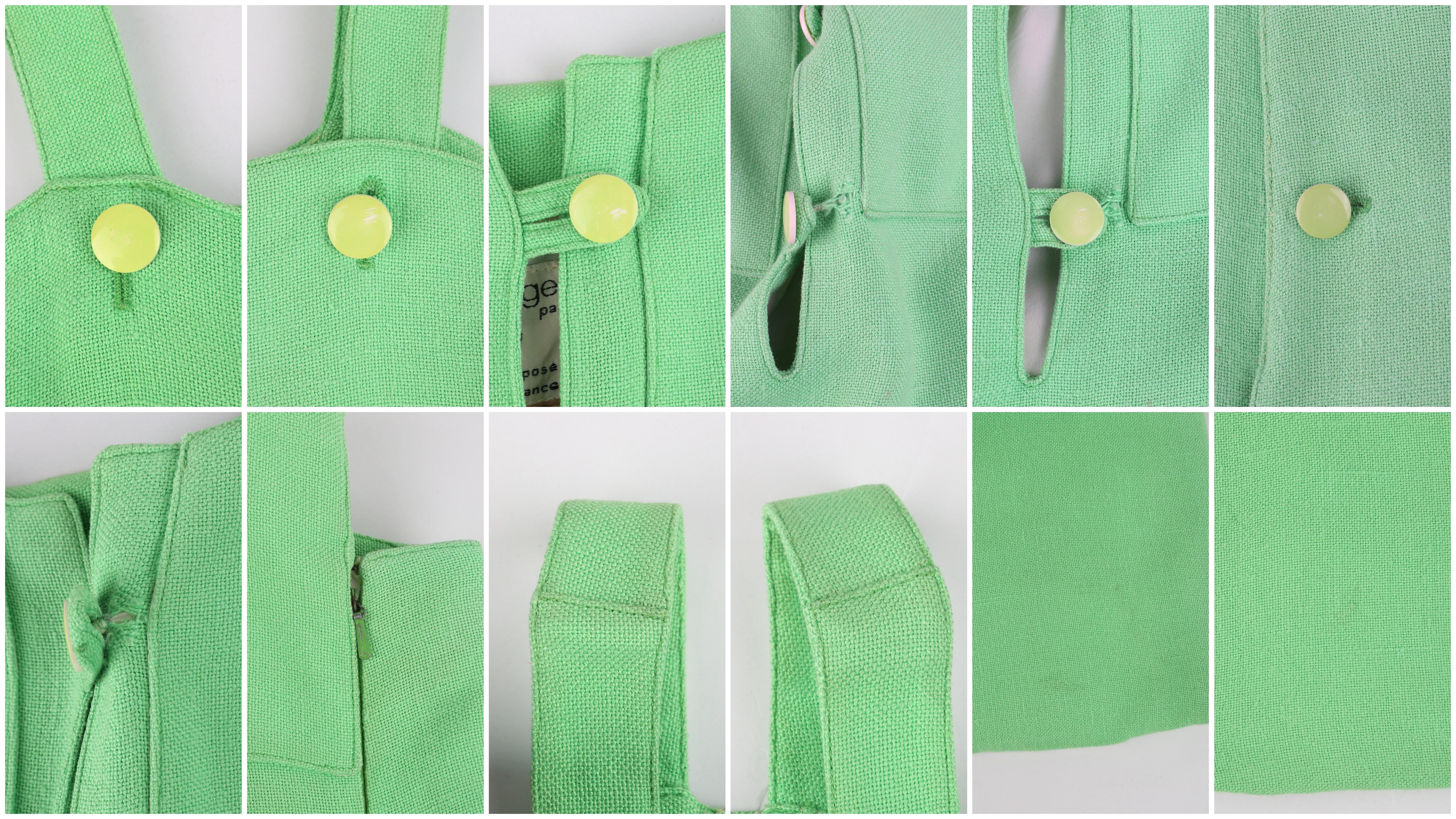 COURREGES Paris c.1960's Vtg Mint Green Tie Front Overall Midi Day Dress en vente 7