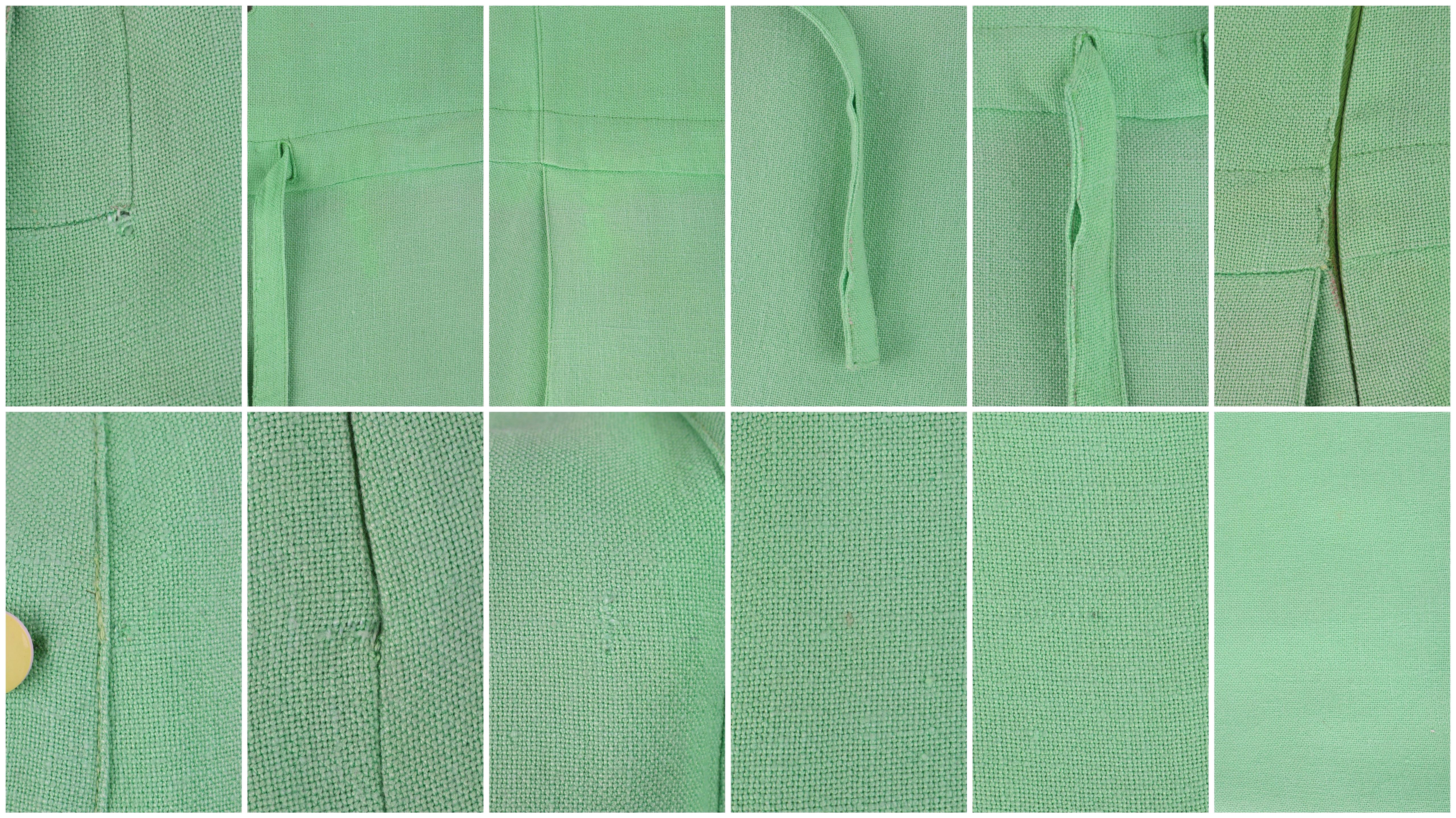COURREGES Paris c.1960's Vtg Mint Green Tie Front Overall Midi Day Dress For Sale 8