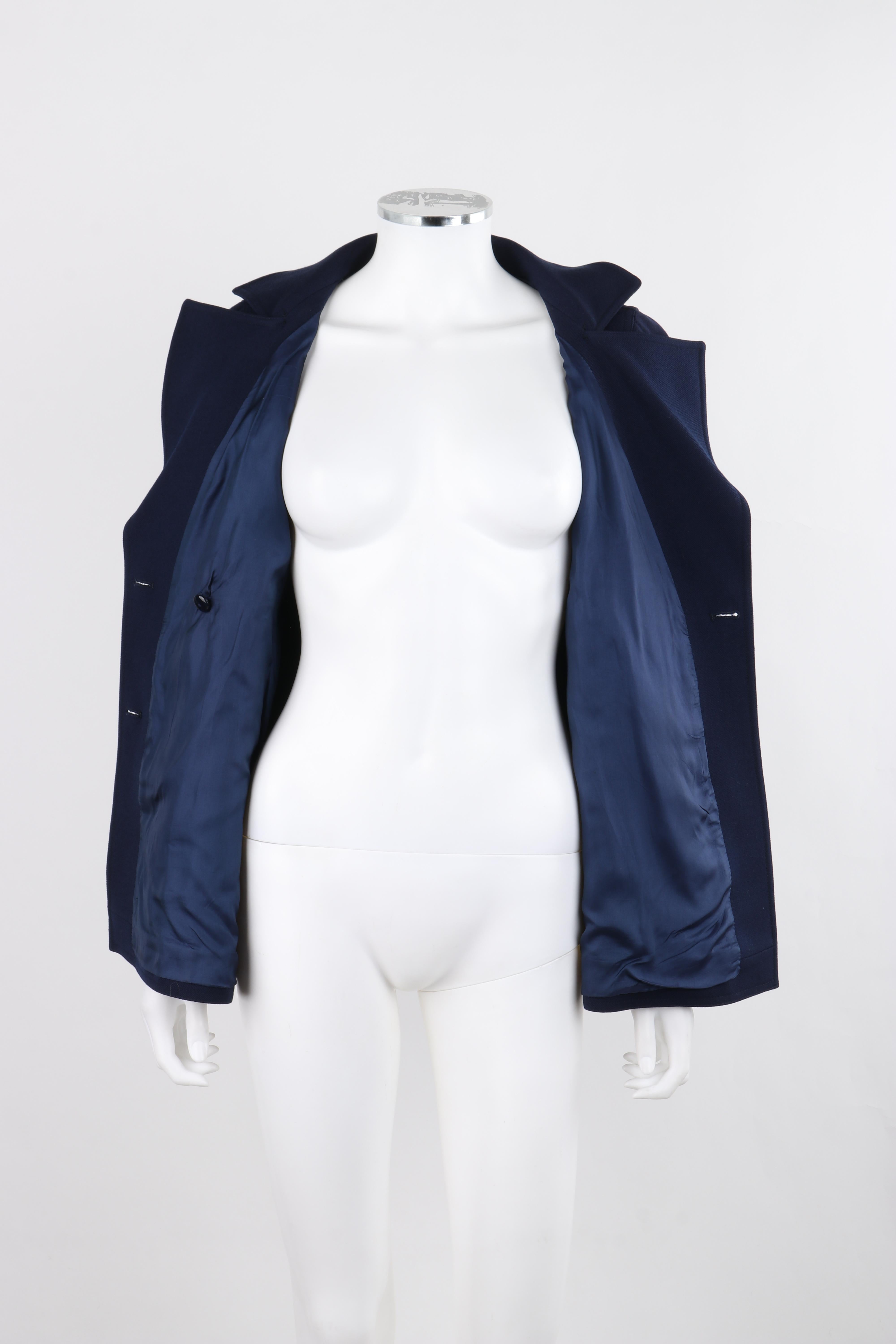 COURREGES PARIS c.1970's Vtg Navy Blue Wool Double Breasted Blazer Jacket  For Sale 6