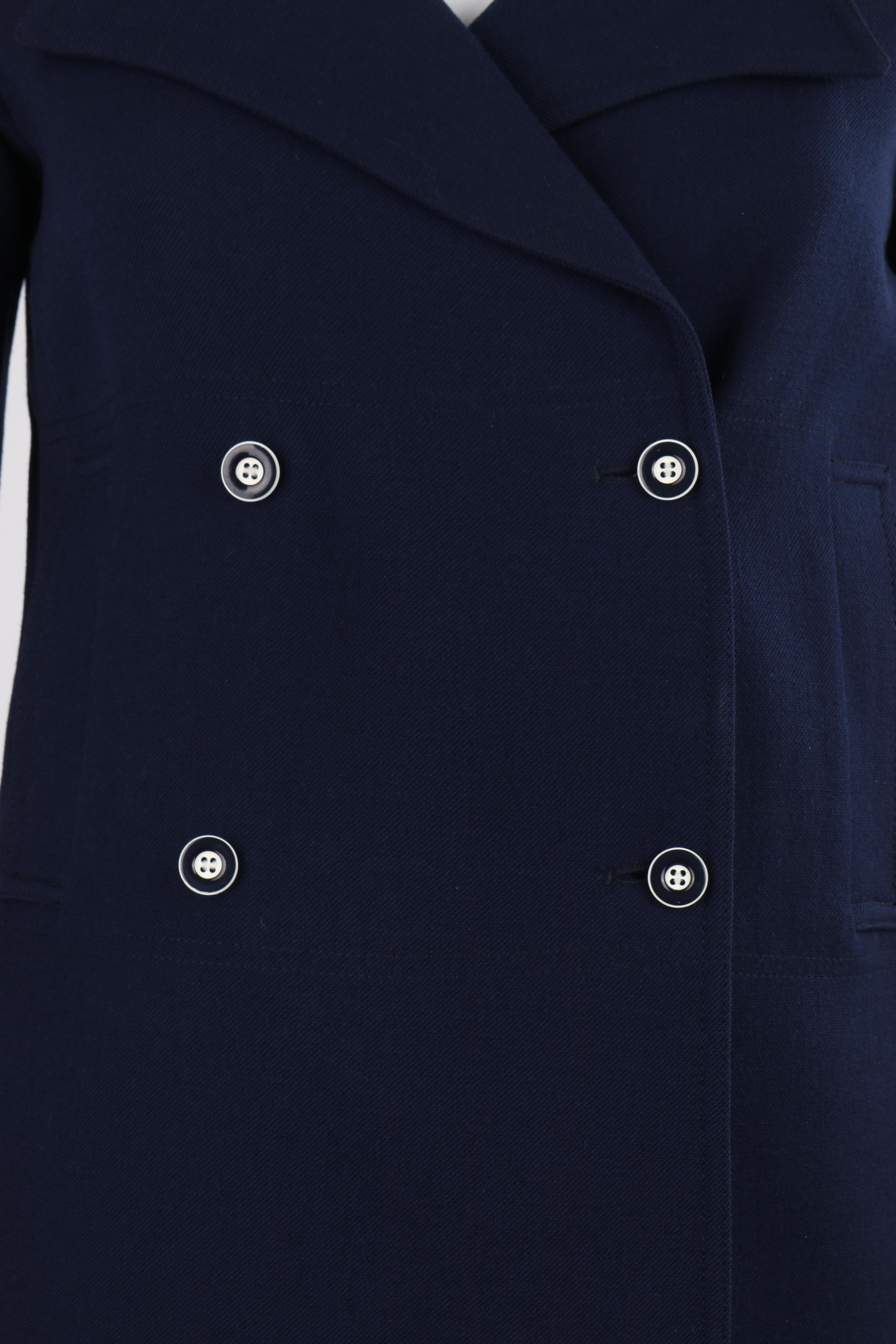 COURREGES PARIS c.1970's Vtg Navy Blue Wool Double Breasted Blazer Jacket  For Sale 8