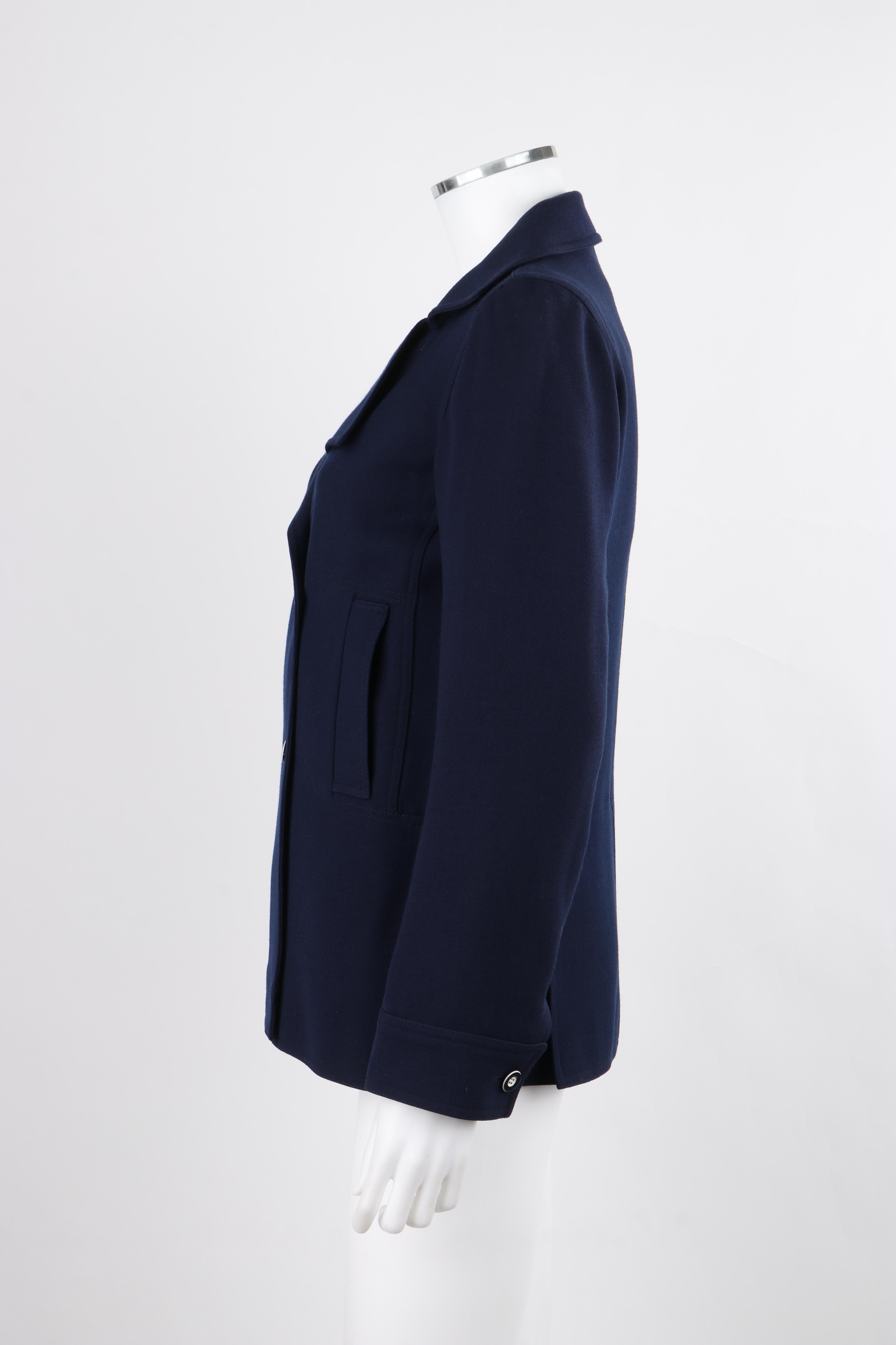COURREGES PARIS c.1970's Vtg Navy Blue Wool Double Breasted Blazer Jacket  For Sale 2