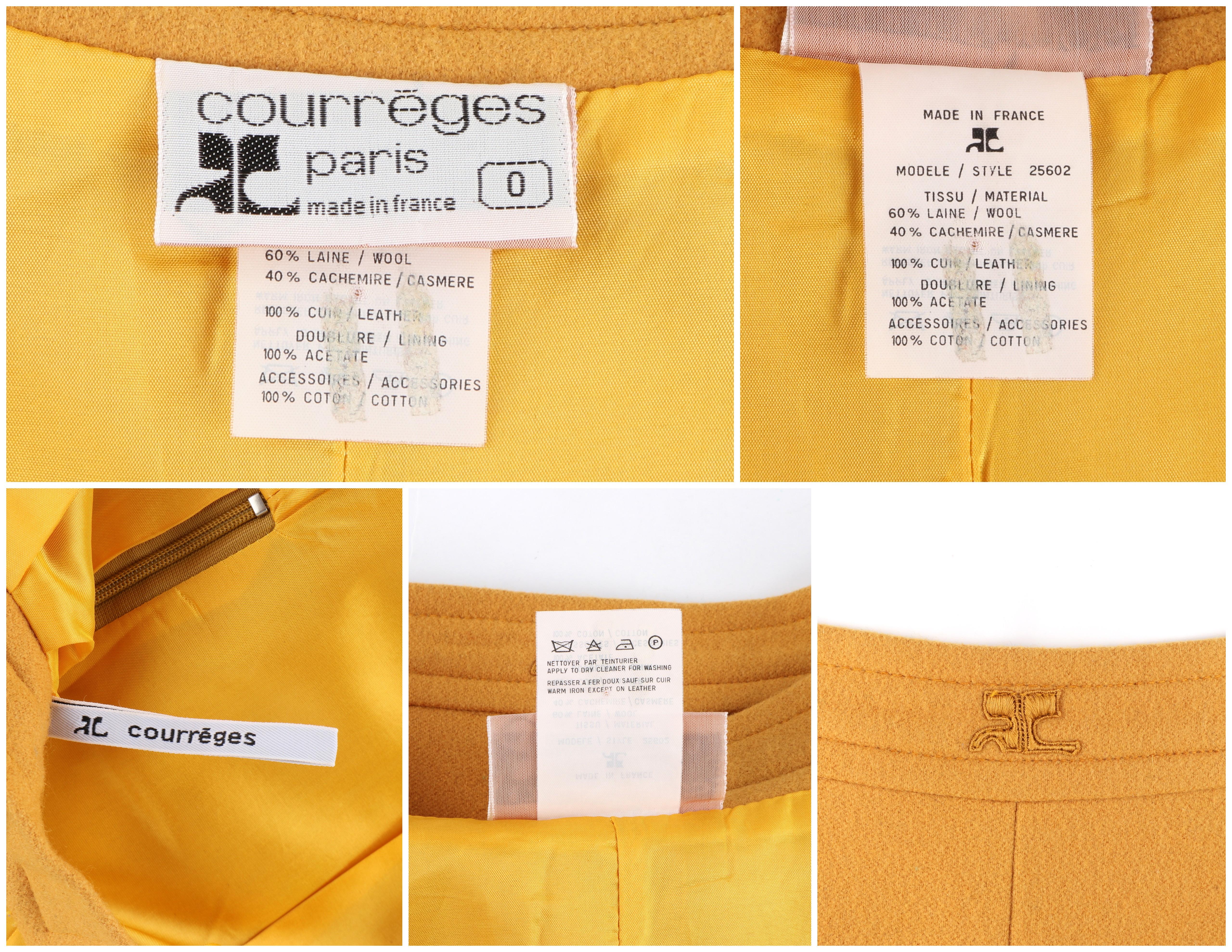 COURREGES PARIS c.1980's Vtg Yellow Wool Cashmere Pleated Wide Leg Capri Pants 5