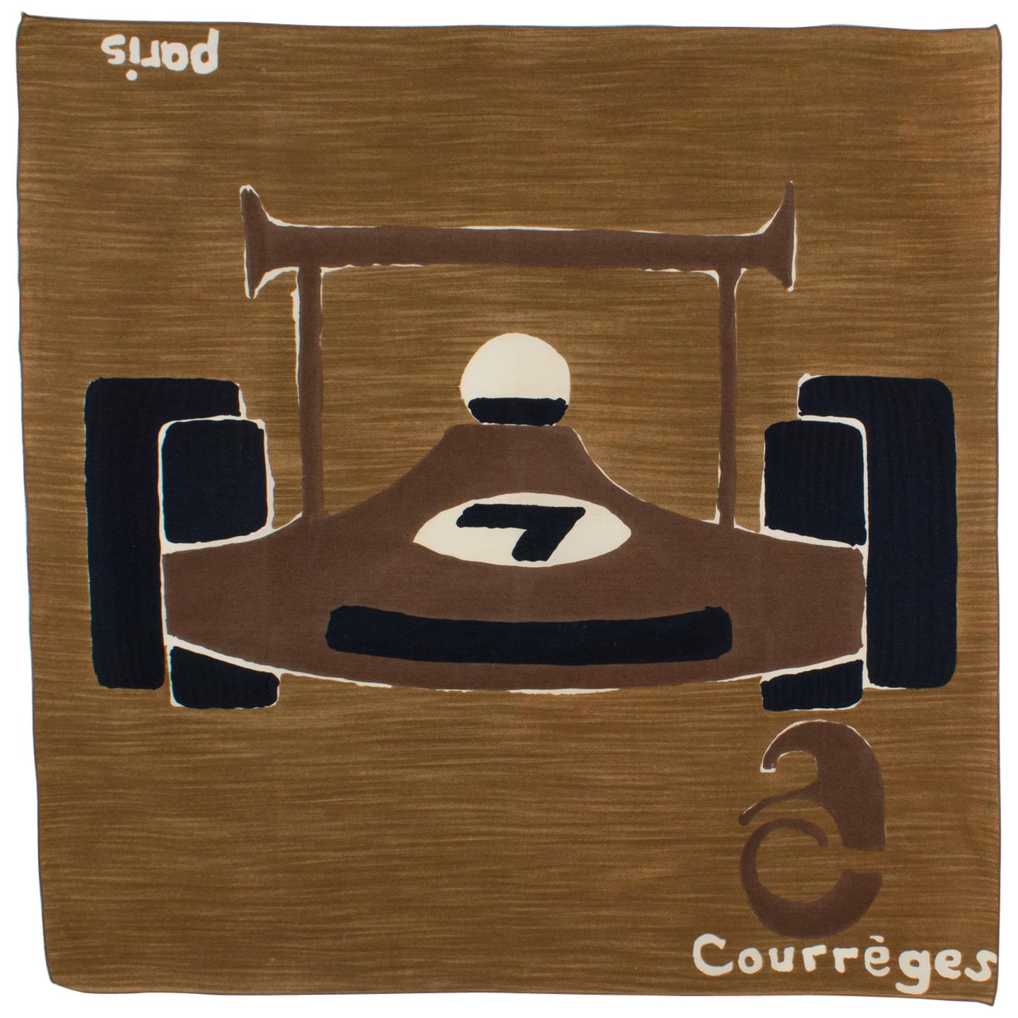 Courreges Paris Cotton Scarf Formula 1 Car in Brown and Black