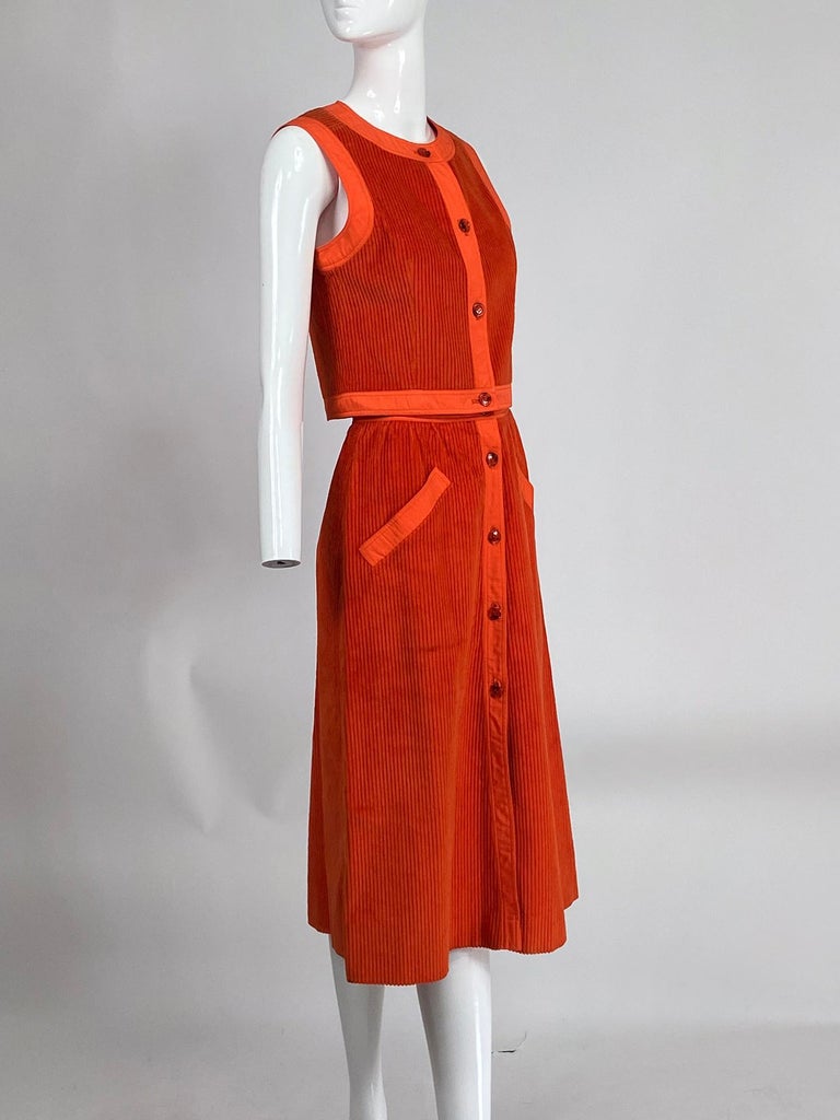 Courreges Paris Couture Future Wide Wale Corduroy Top and Skirt in ...
