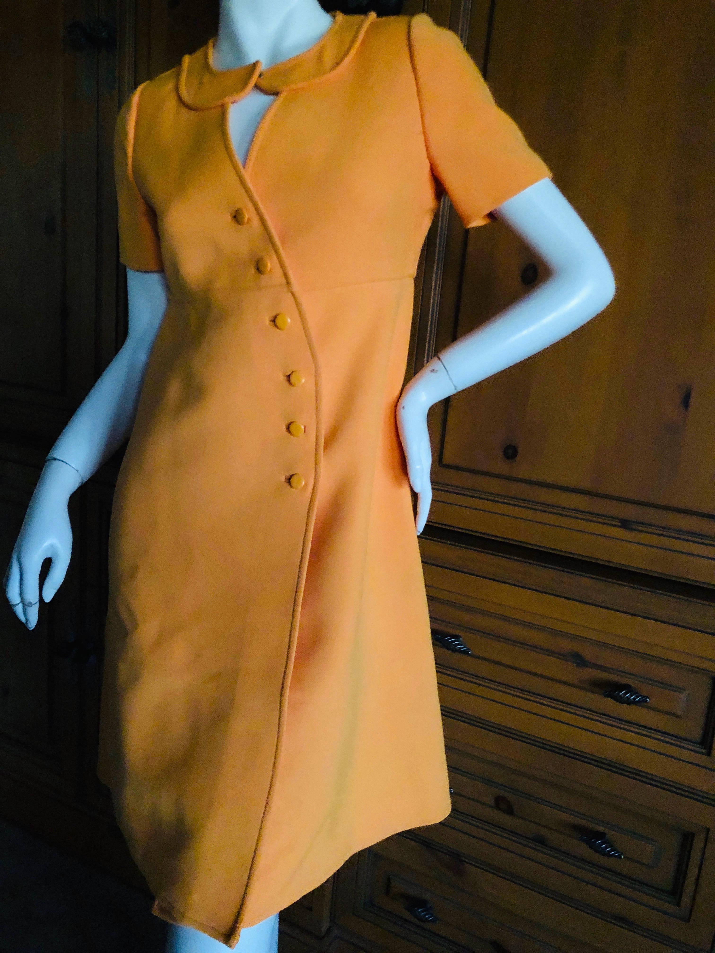 Women's Courreges Paris Couture Future Mod 1966 Numbered Orange Asymmetrical Dress For Sale
