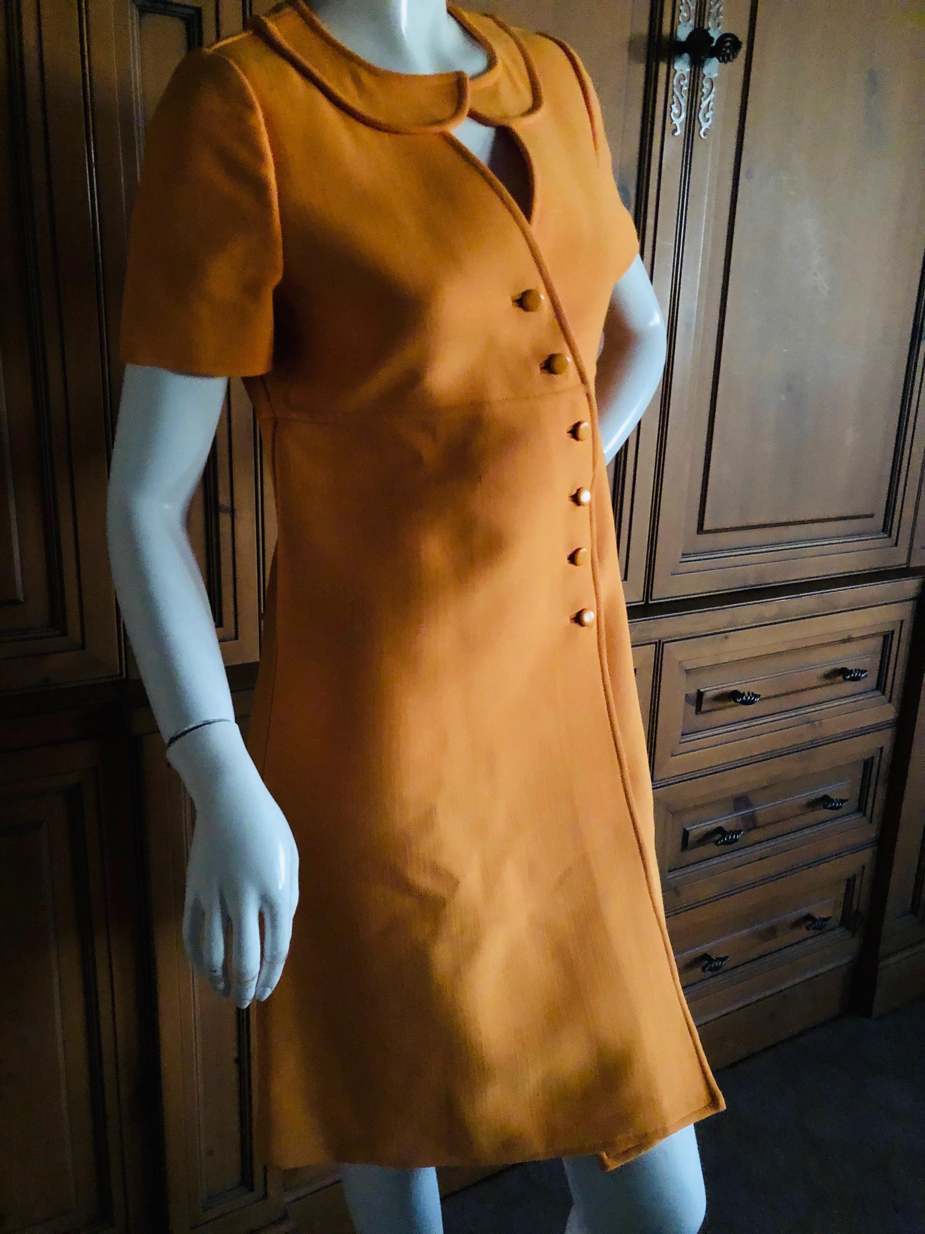 Courreges Paris Couture Future Mod 1966 Numbered Orange Asymmetrical Dress For Sale 1