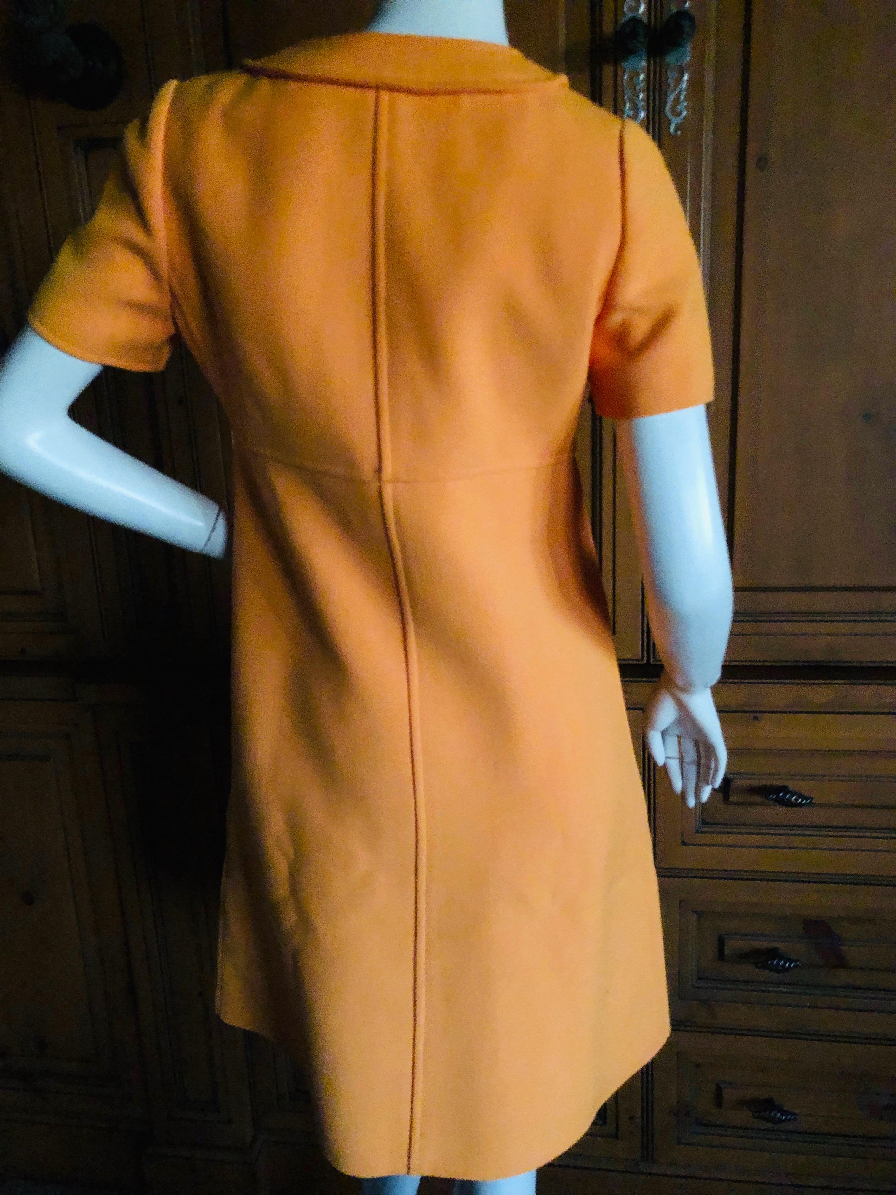 Courreges Paris Couture Future Mod 1966 Numbered Orange Asymmetrical Dress For Sale 3