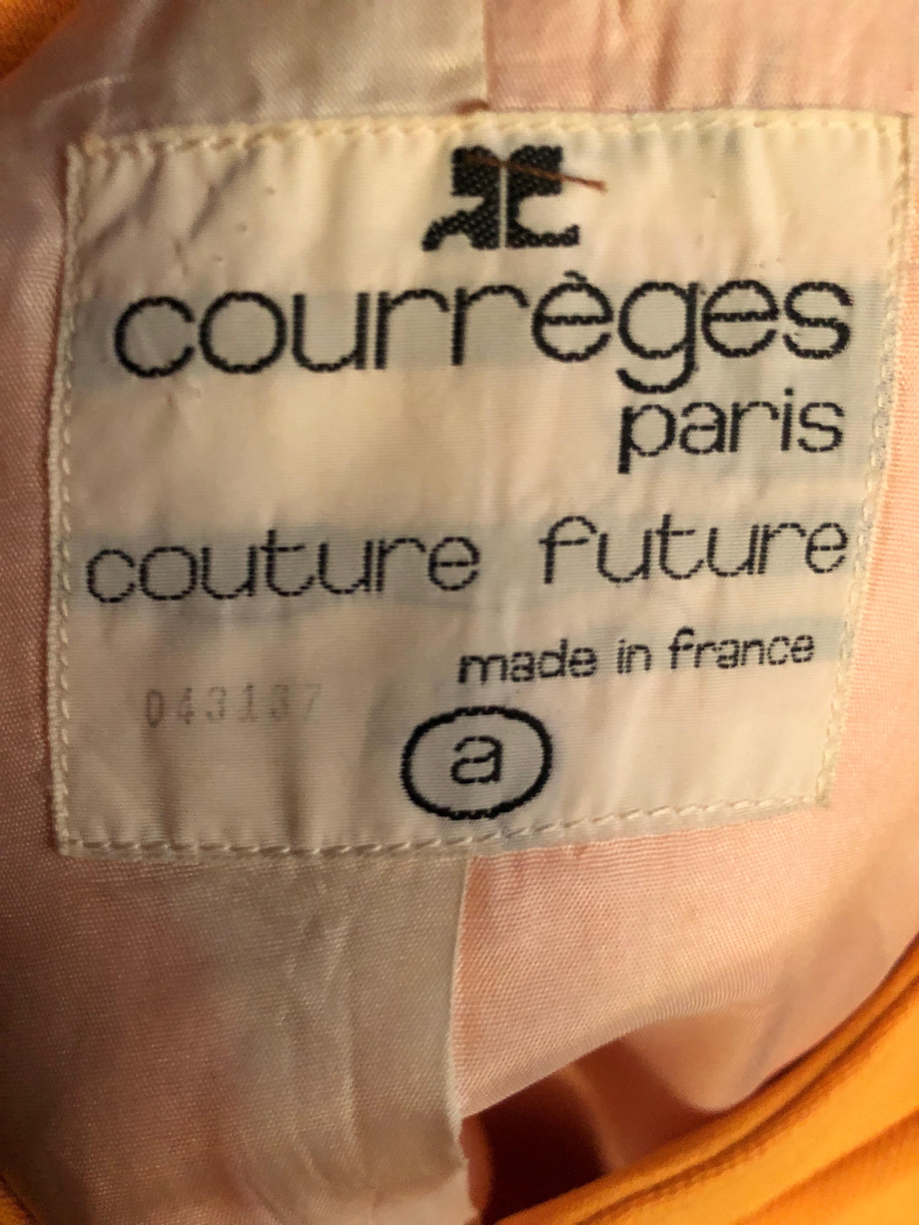 Courreges Paris Couture Future Mod 1966 Numbered Orange Asymmetrical Dress For Sale 4