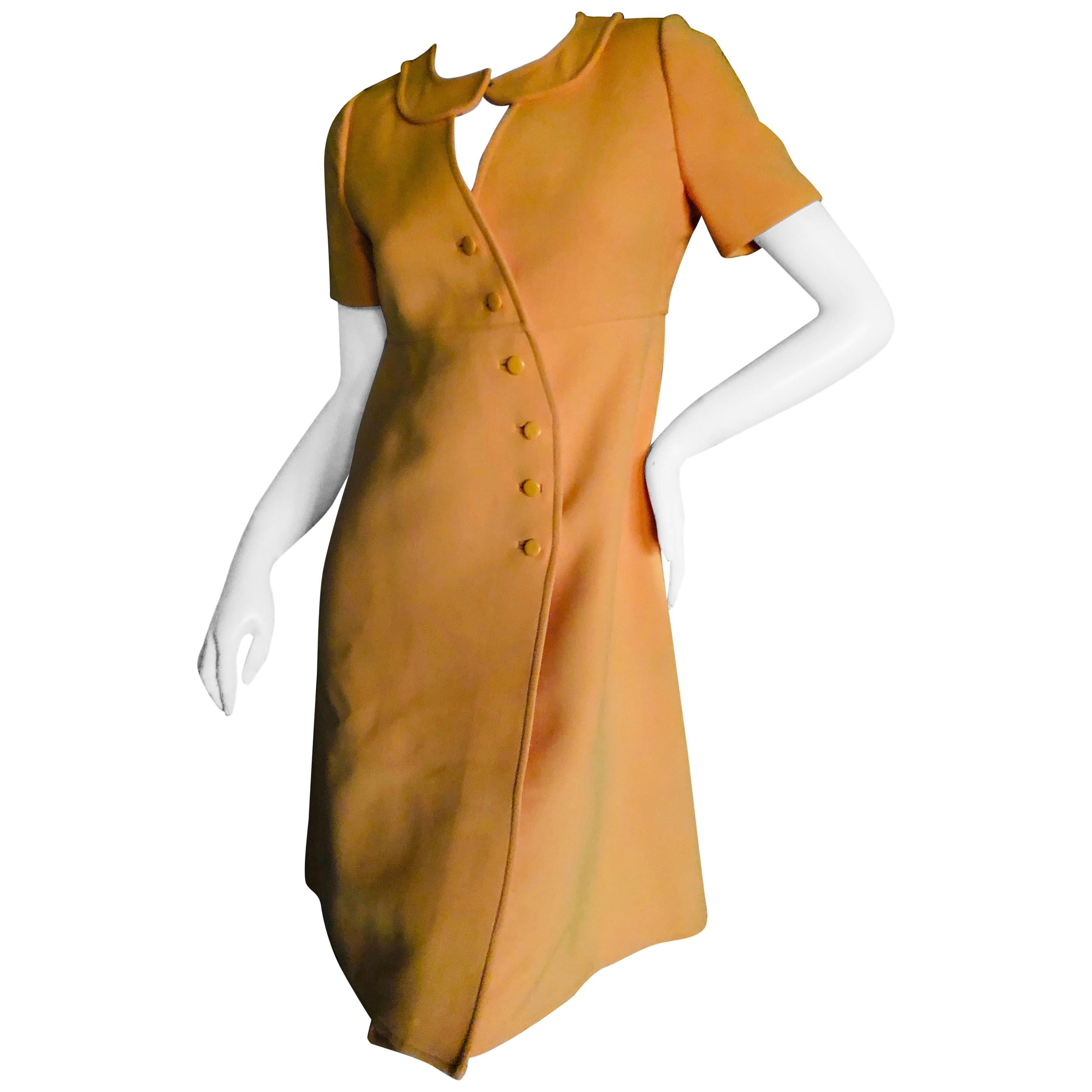 Courreges Paris Couture Future Mod 1966 Numbered Orange Asymmetrical Dress For Sale