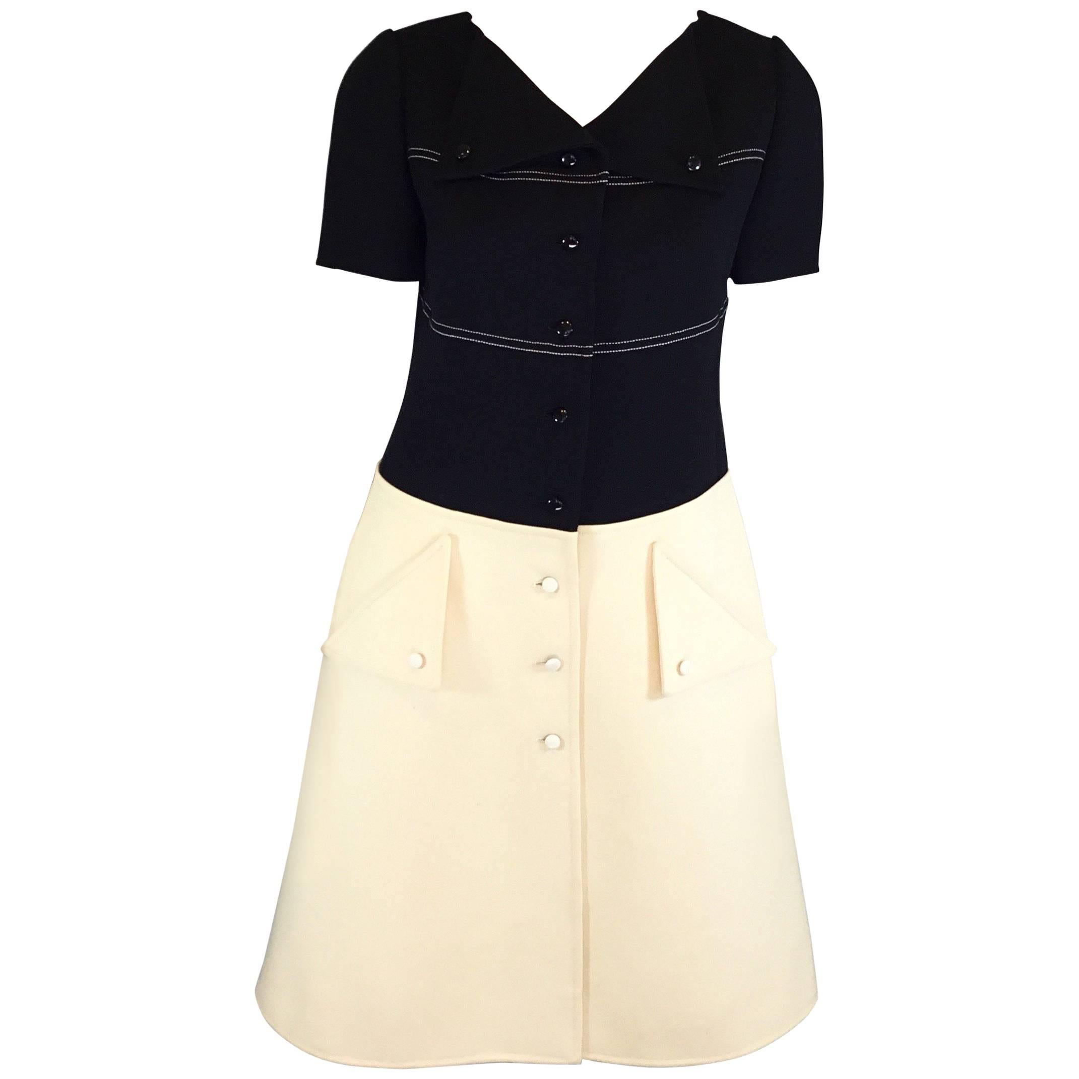 Abito Courreges Paris Demi Couture Colorblock numerato degli anni '60