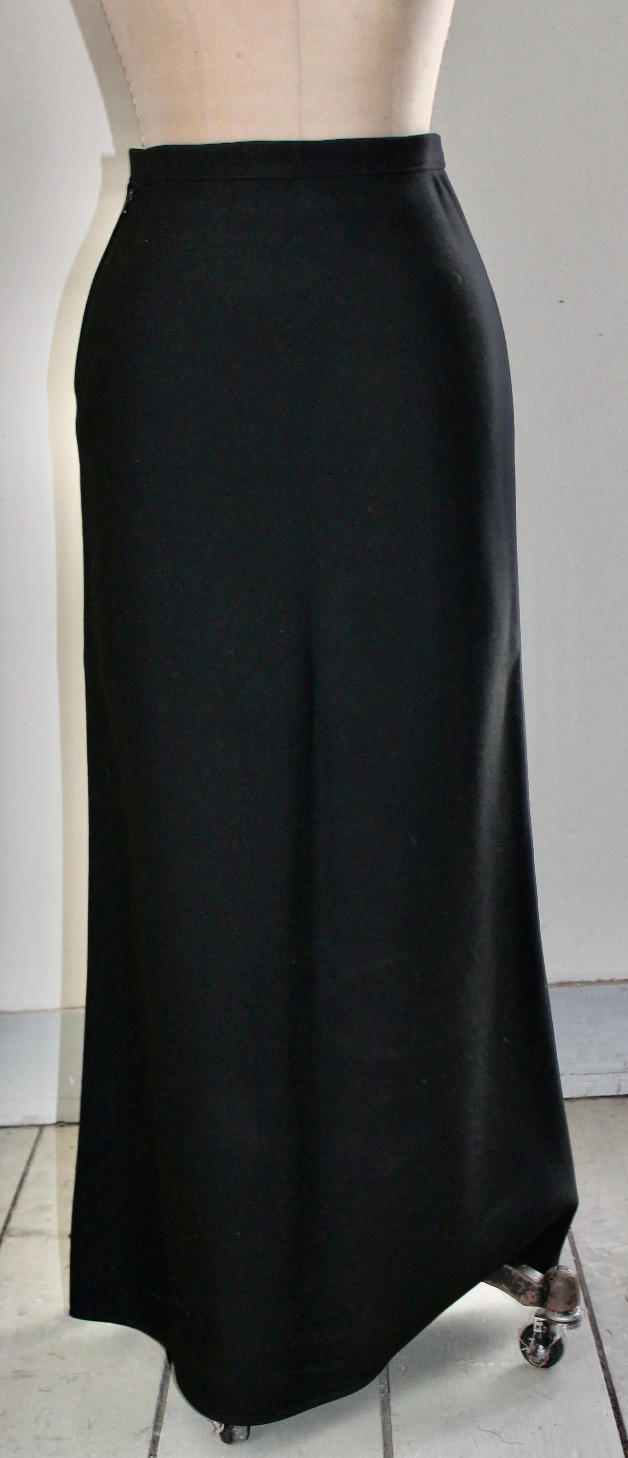 Long black wool fully lined skirt. Retailed at Bonwit Teller.