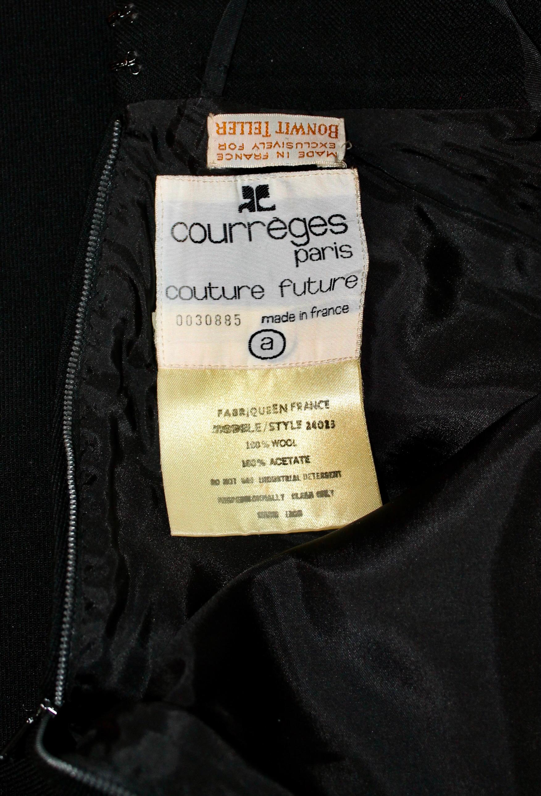 Courreges Paris Long Black Skirt For Sale 2