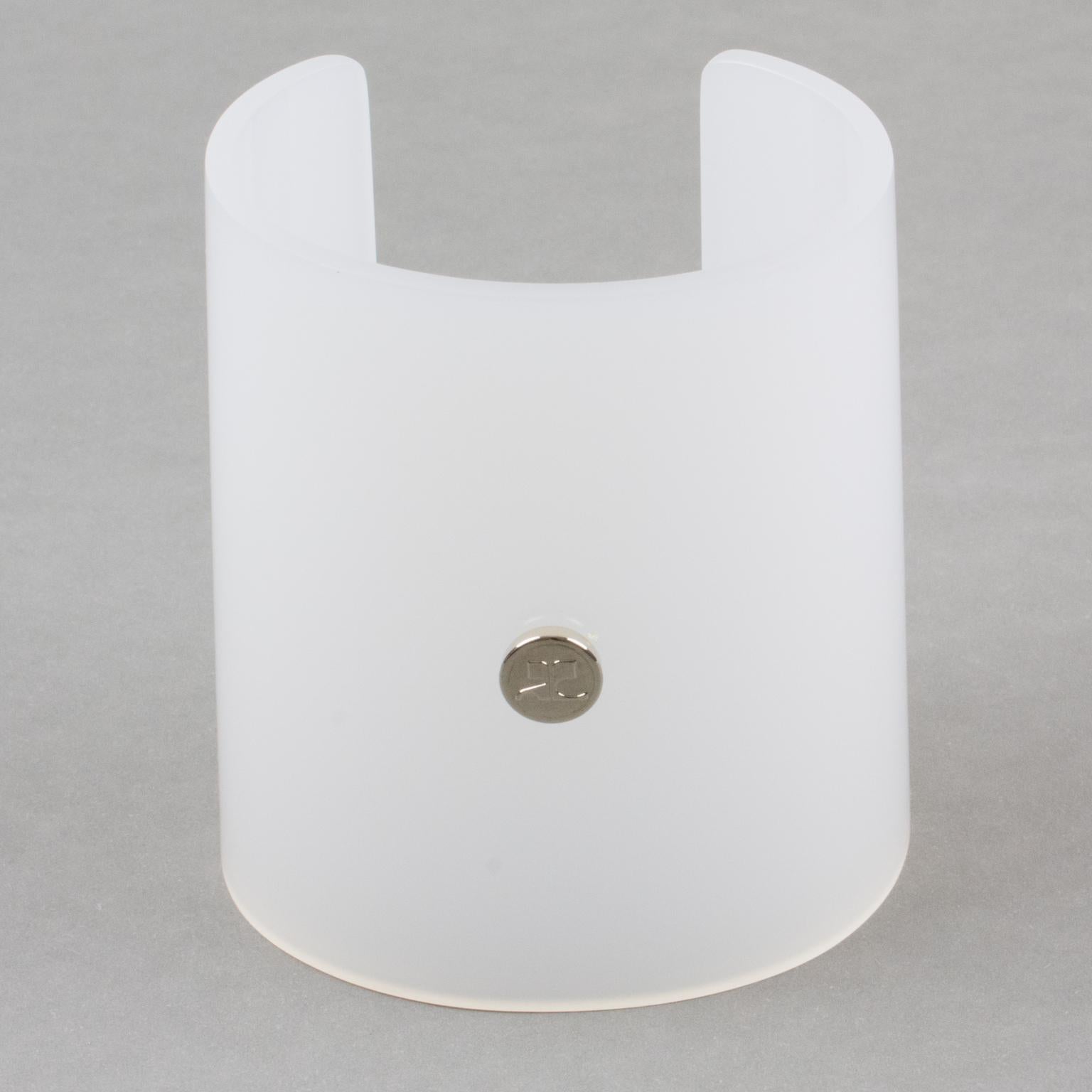 Courreges Paris Oversized White Resin Lucite Cuff Bracelet For Sale 5