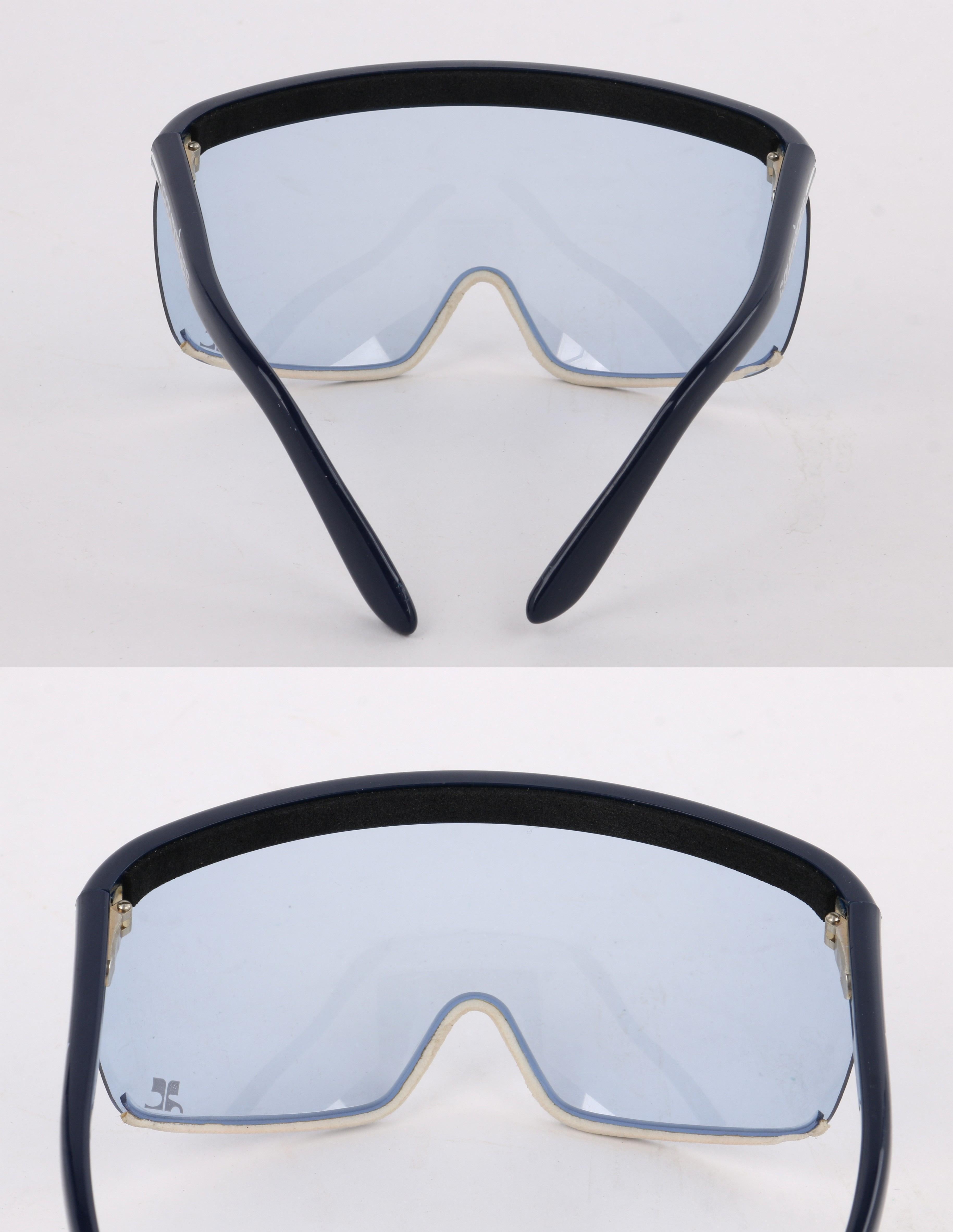 COURREGES Paris Sport Futur c.1970's Blue Modern Shield Futuristic Sunglasses In Good Condition In Thiensville, WI