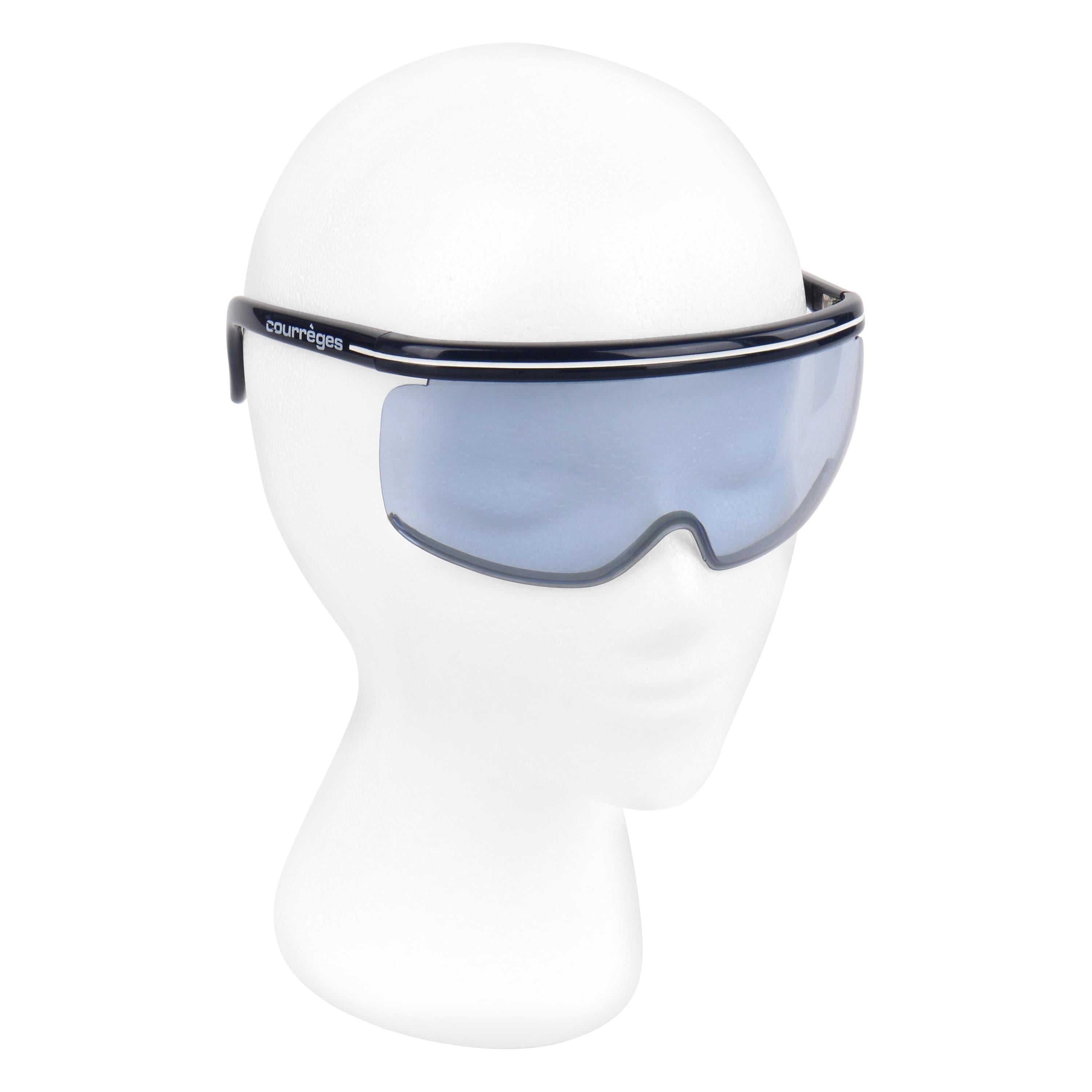 COURREGES Paris Sport Futur c.1970's Blue Modern Shield Futuristic Sunglasses