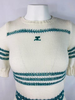 COURREGES PARIS TOILLE A FRANCE White Knit Top Sweater