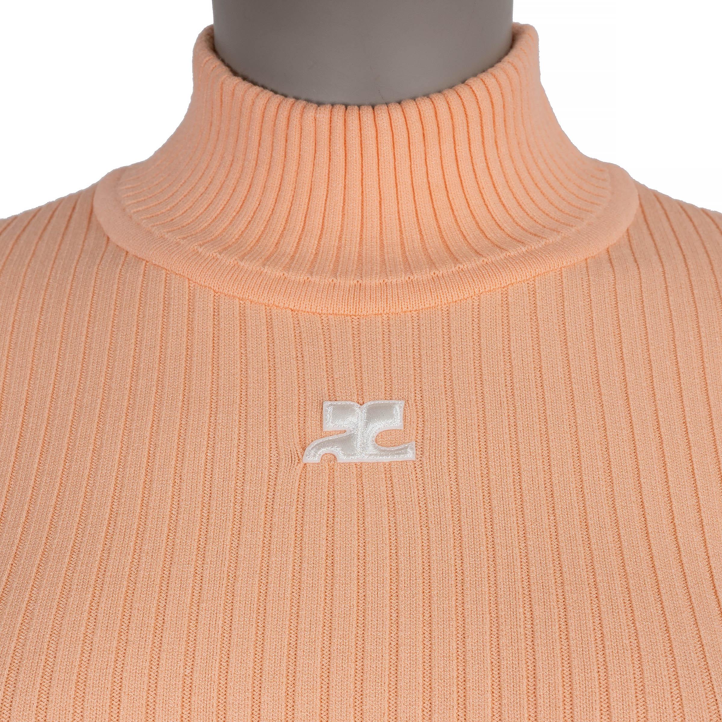 COURREGES Pfirsich Viskose & Polyester RE-EDITION RIB-KNIT Pullover S Damen im Angebot