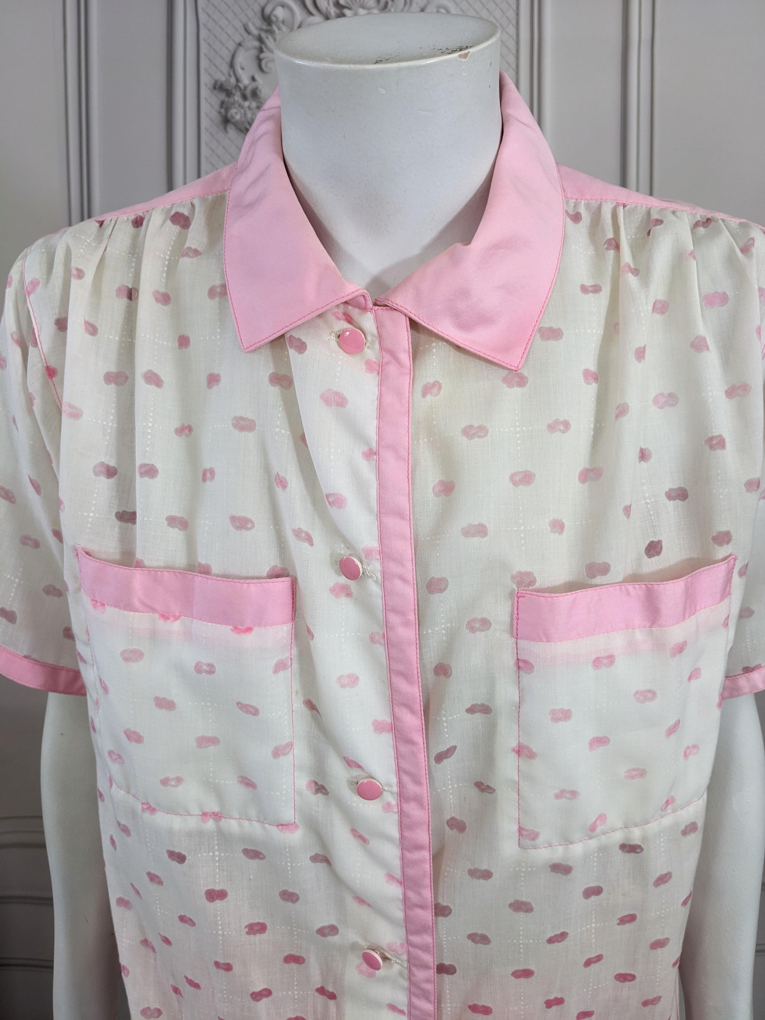 Gray Courreges Pink Cloud Voided Blouse For Sale