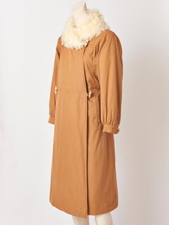 Courreges Quilted Coat with Curly Lamb Collar