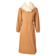 Courreges Quilted Coat with Curly Lamb Collar