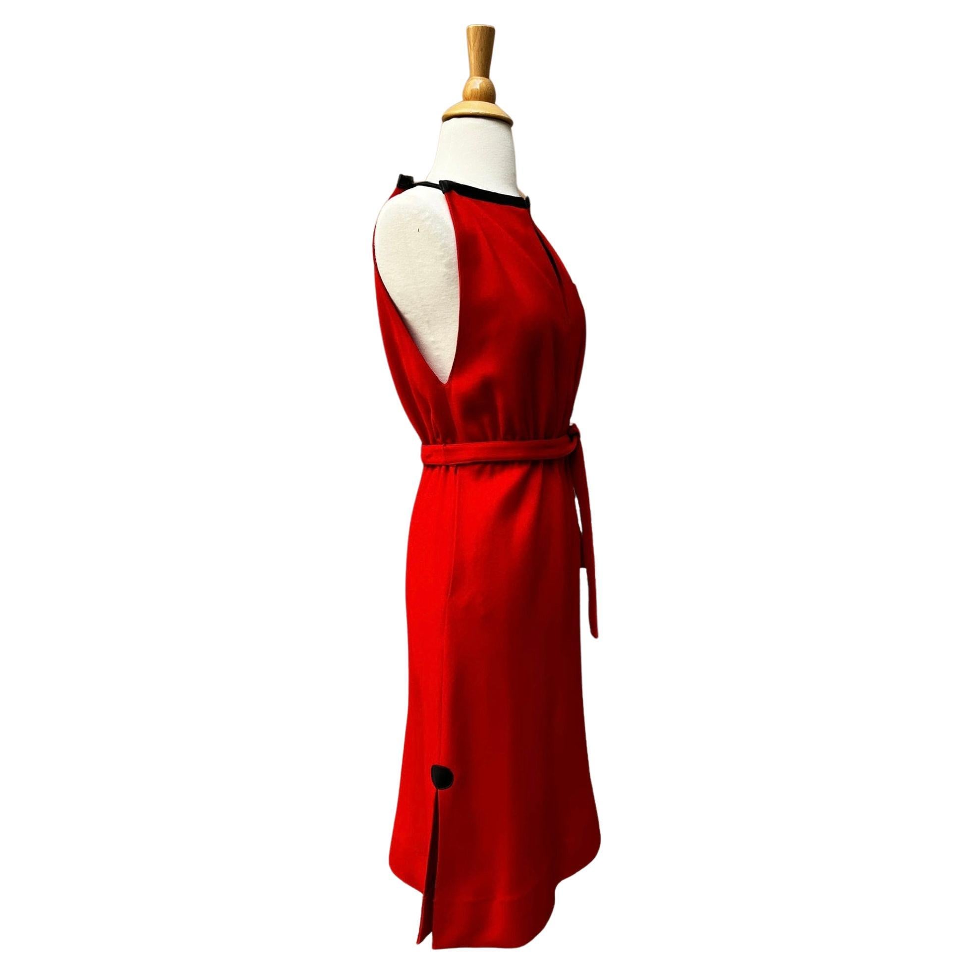 Courreges Red and Black Dress, Circa 1970s In Excellent Condition For Sale In Brooklyn, NY