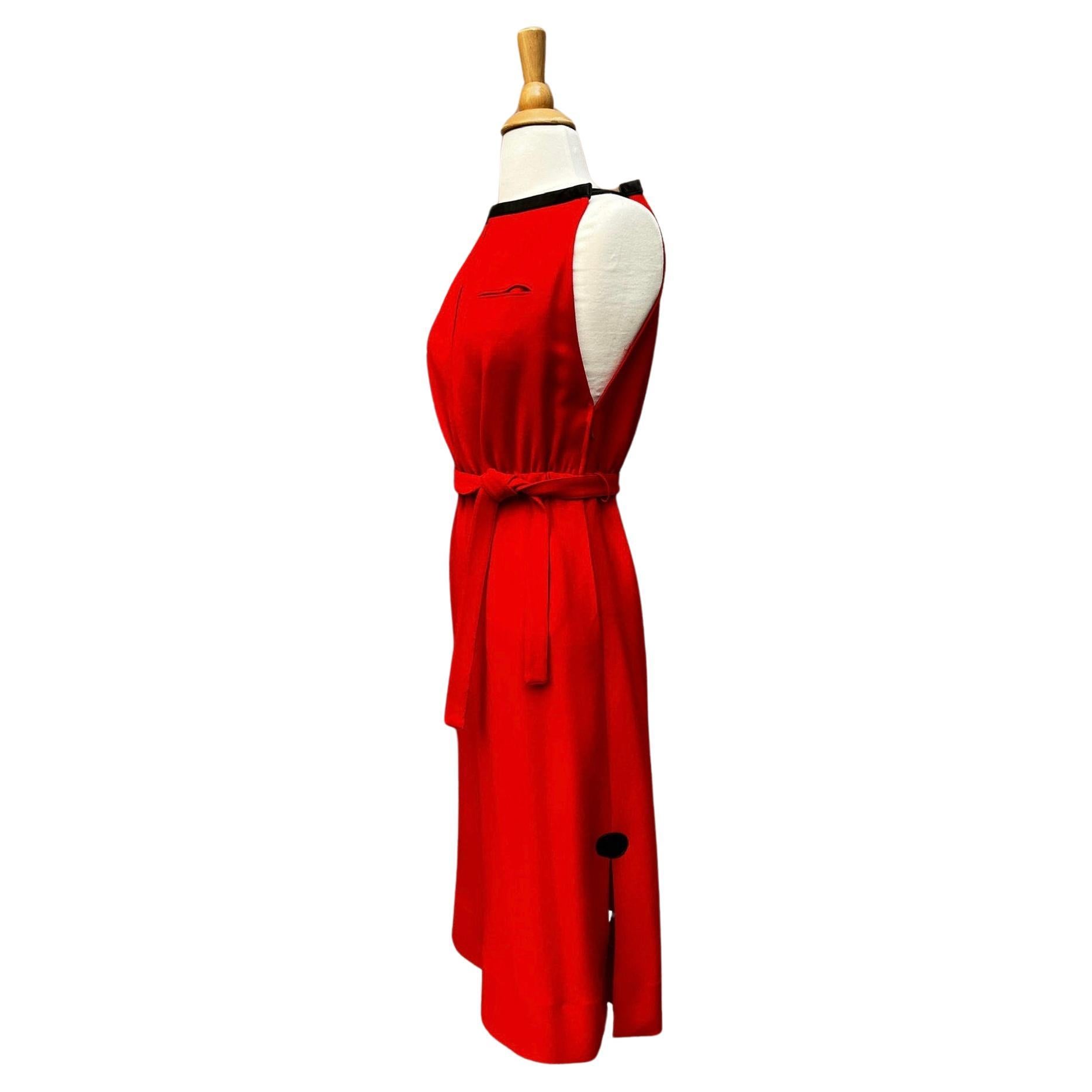 Women's Courreges Red and Black Dress, Circa 1970s For Sale