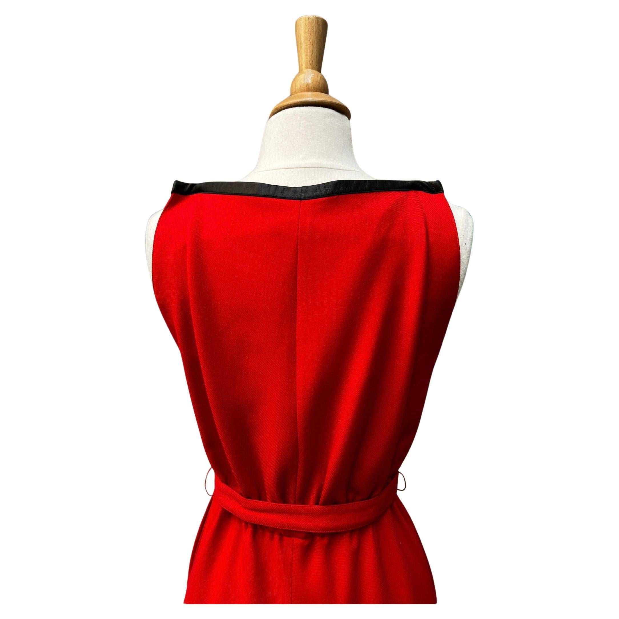 Courreges Red and Black Dress, Circa 1970s For Sale 2