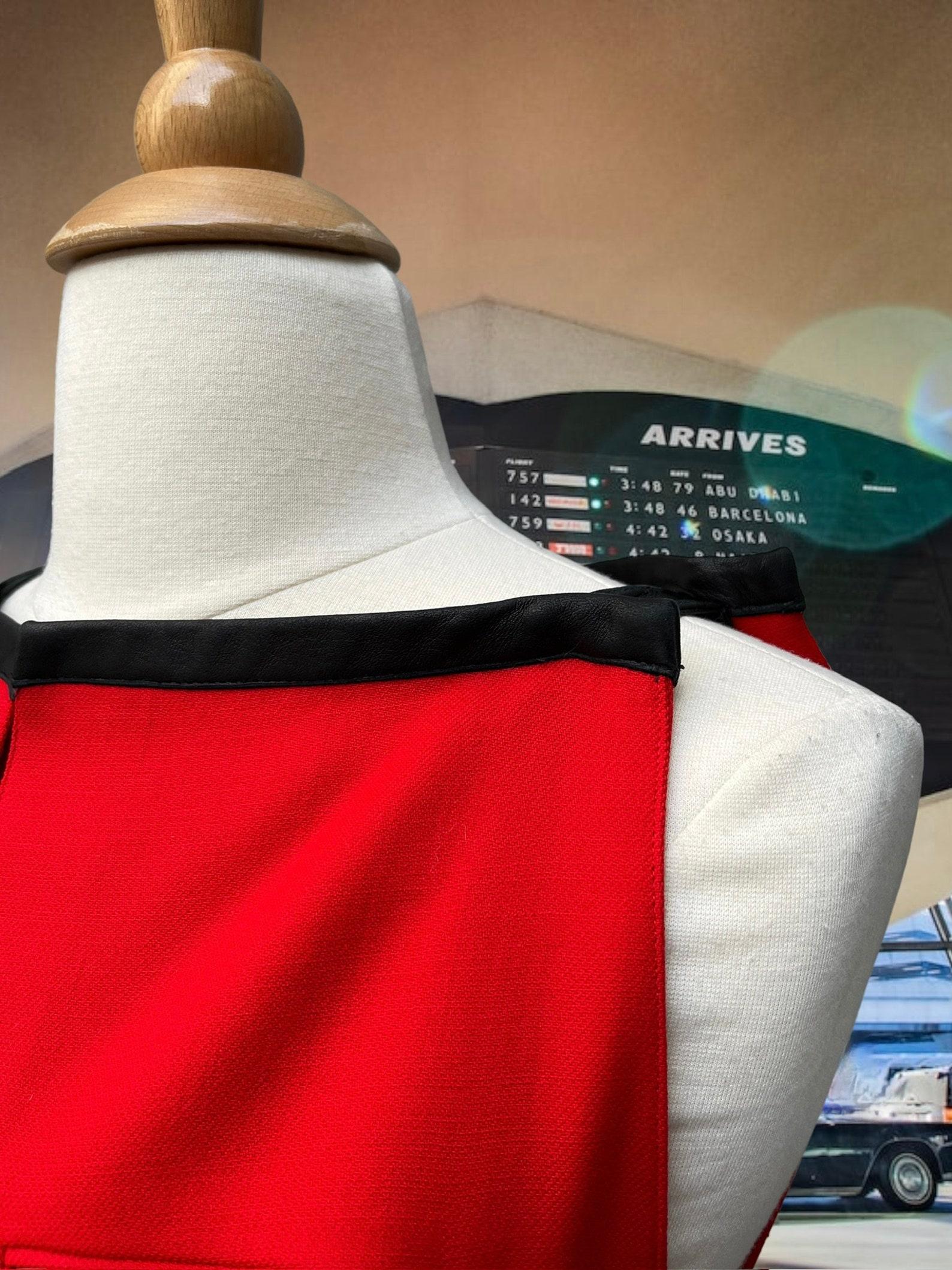 Courreges Red and Black Dress, Circa 1970s For Sale 3