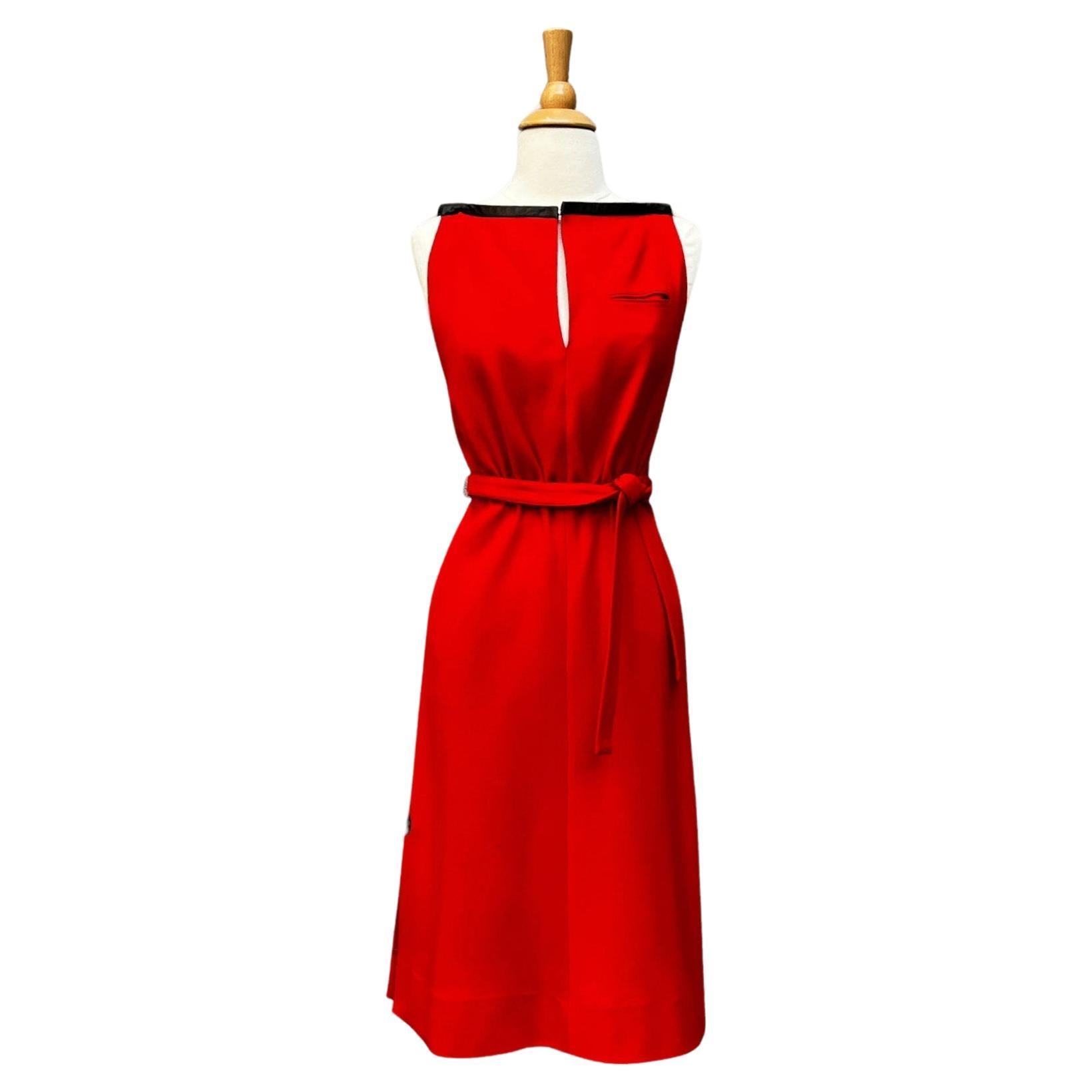 Courreges Red and Black Dress, Circa 1970s For Sale