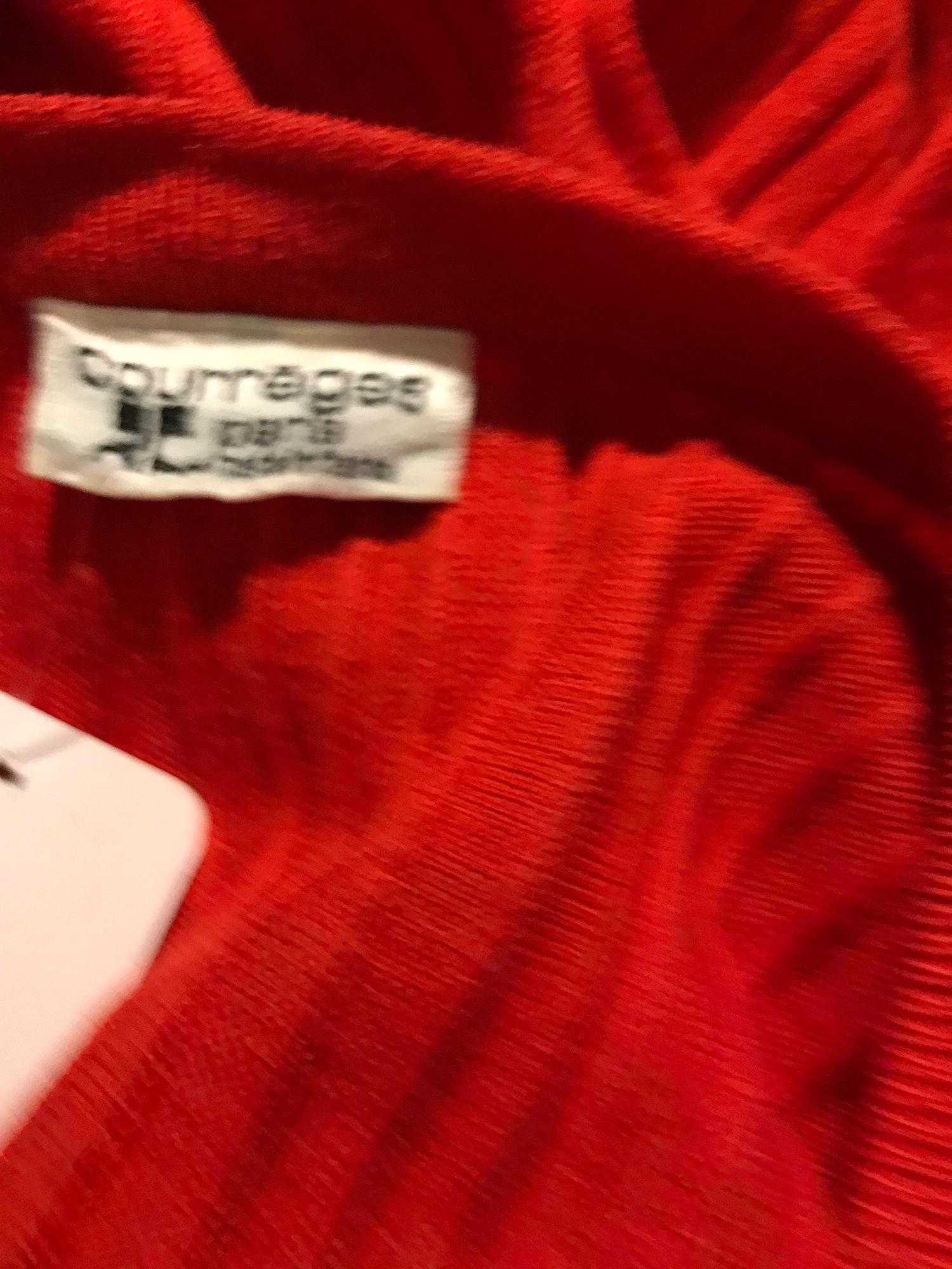 Courreges Red V Neck Ribbed Cardigan Sweater 3
