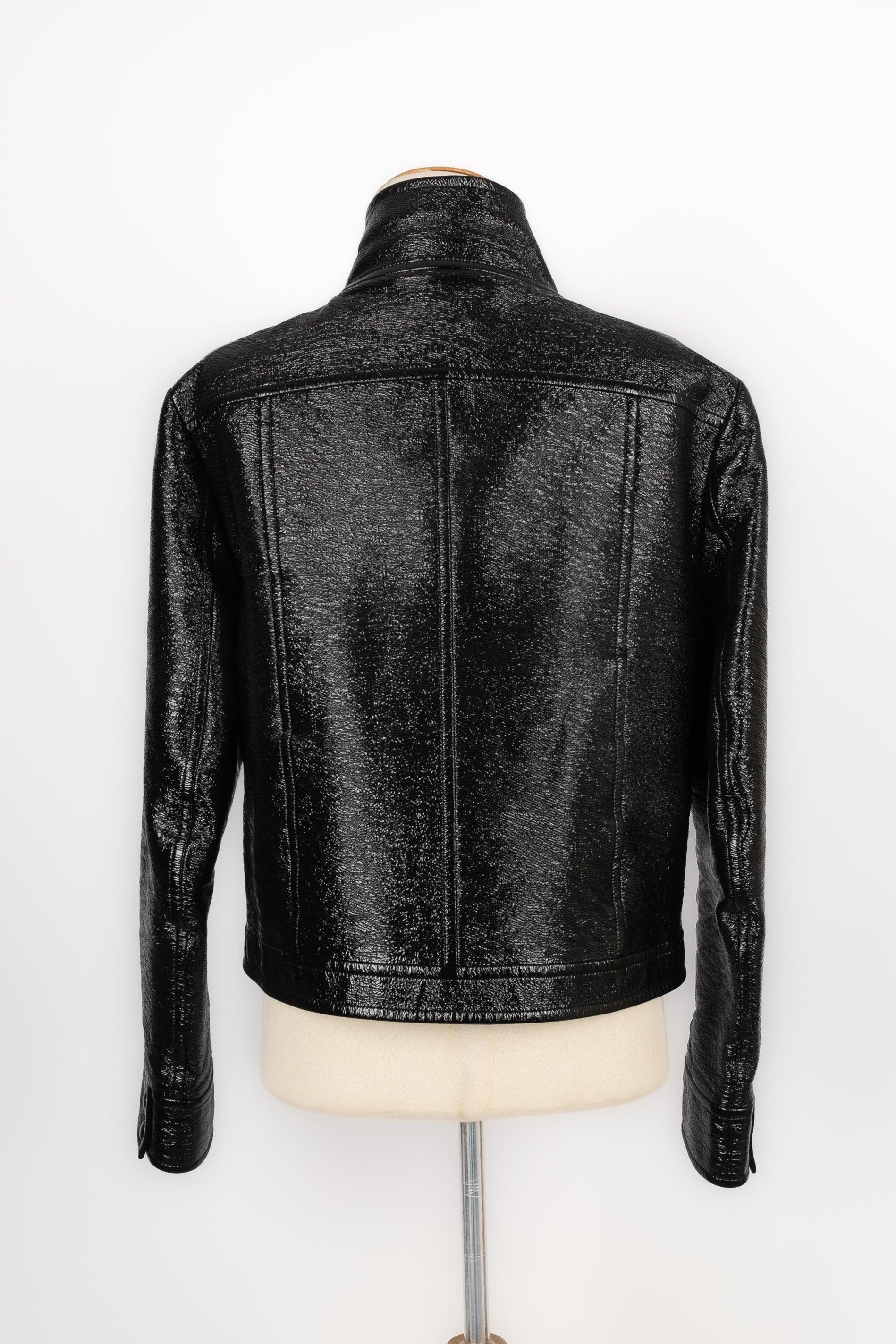 Courrèges Short Black Vinyl Men Jacket In Excellent Condition For Sale In SAINT-OUEN-SUR-SEINE, FR