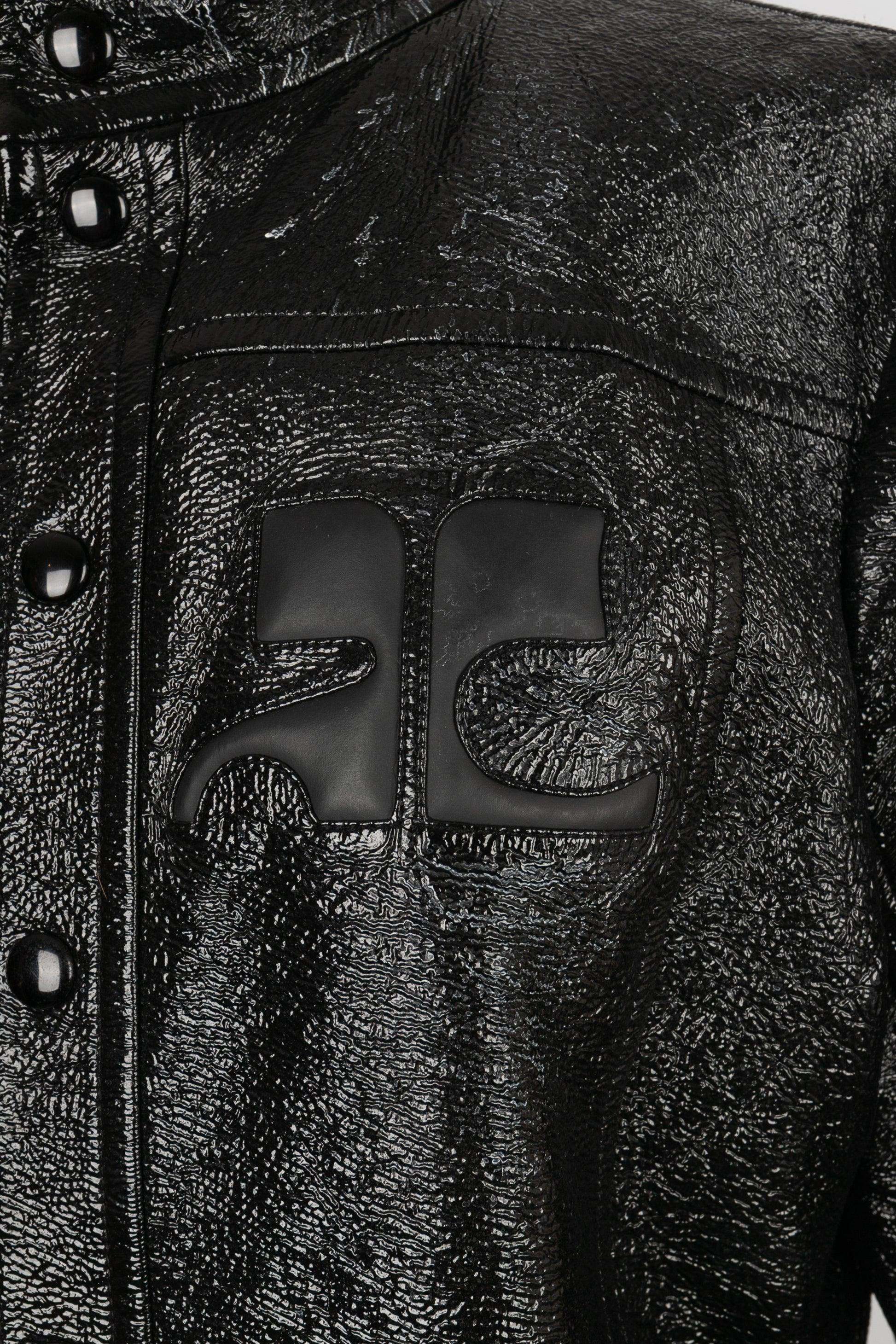 Courrèges Short Black Vinyl Men Jacket For Sale 1
