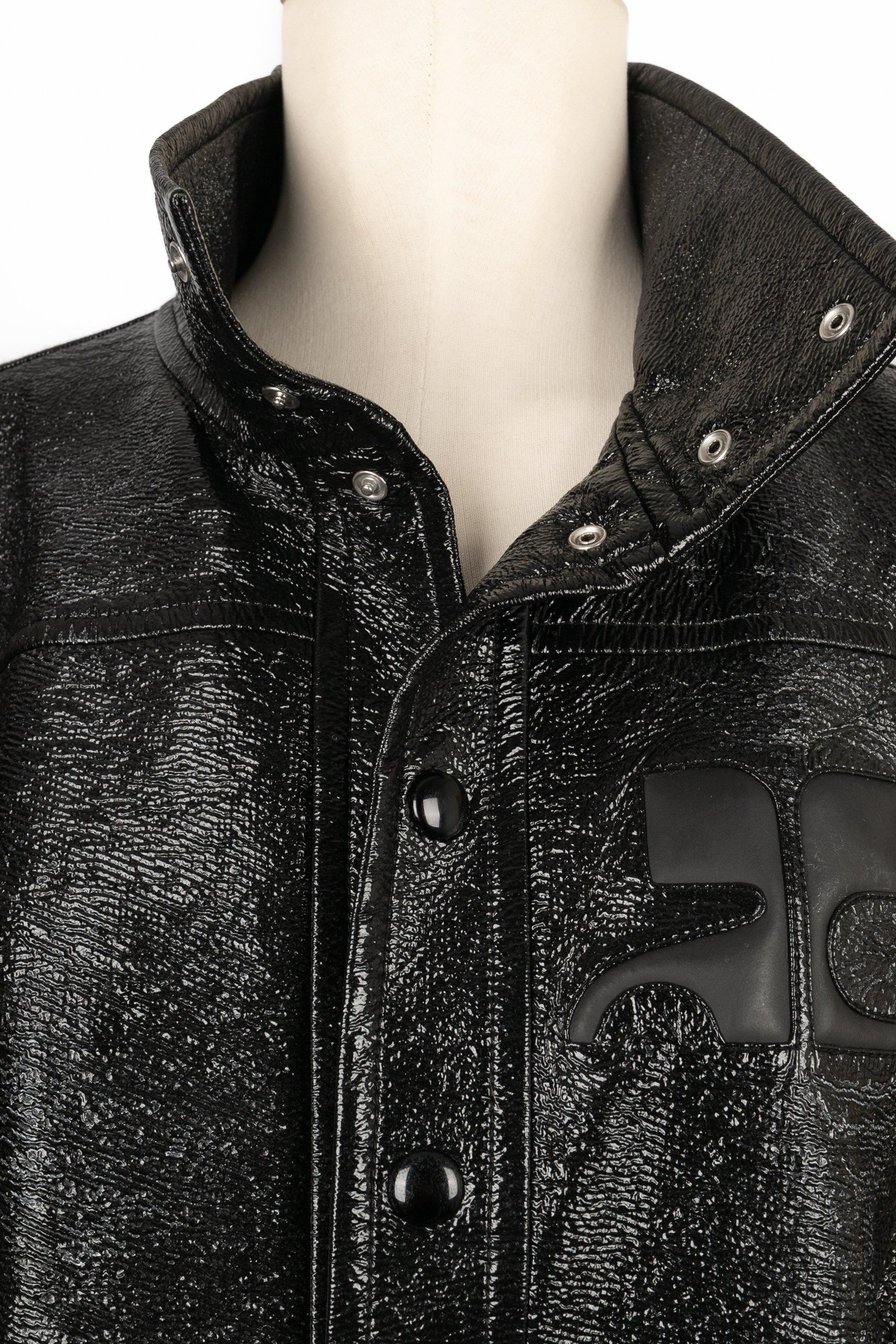 Courrèges Short Black Vinyl Men Jacket For Sale 2