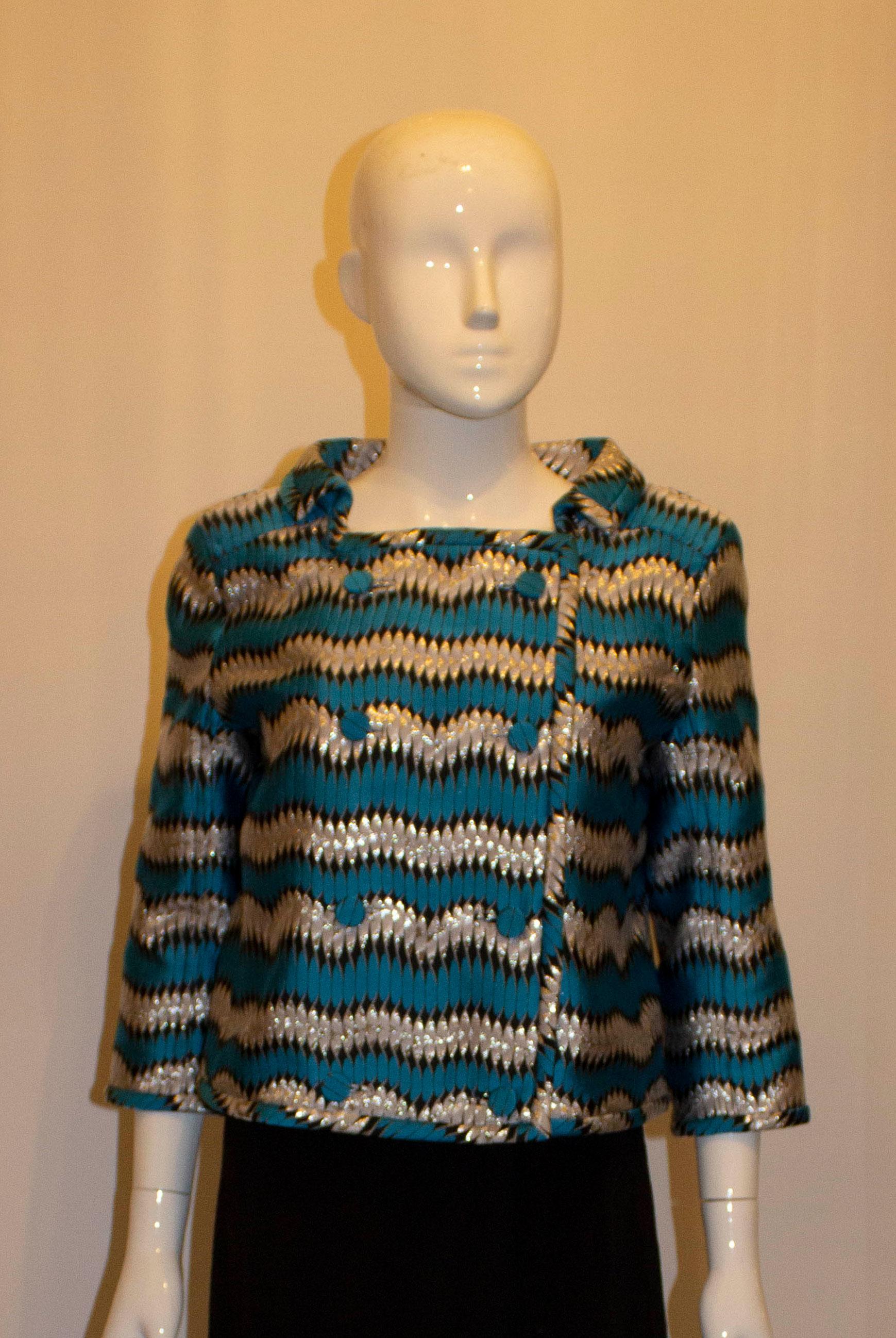 Women's Courreges Silver Turquoise and Black Jacket For Sale