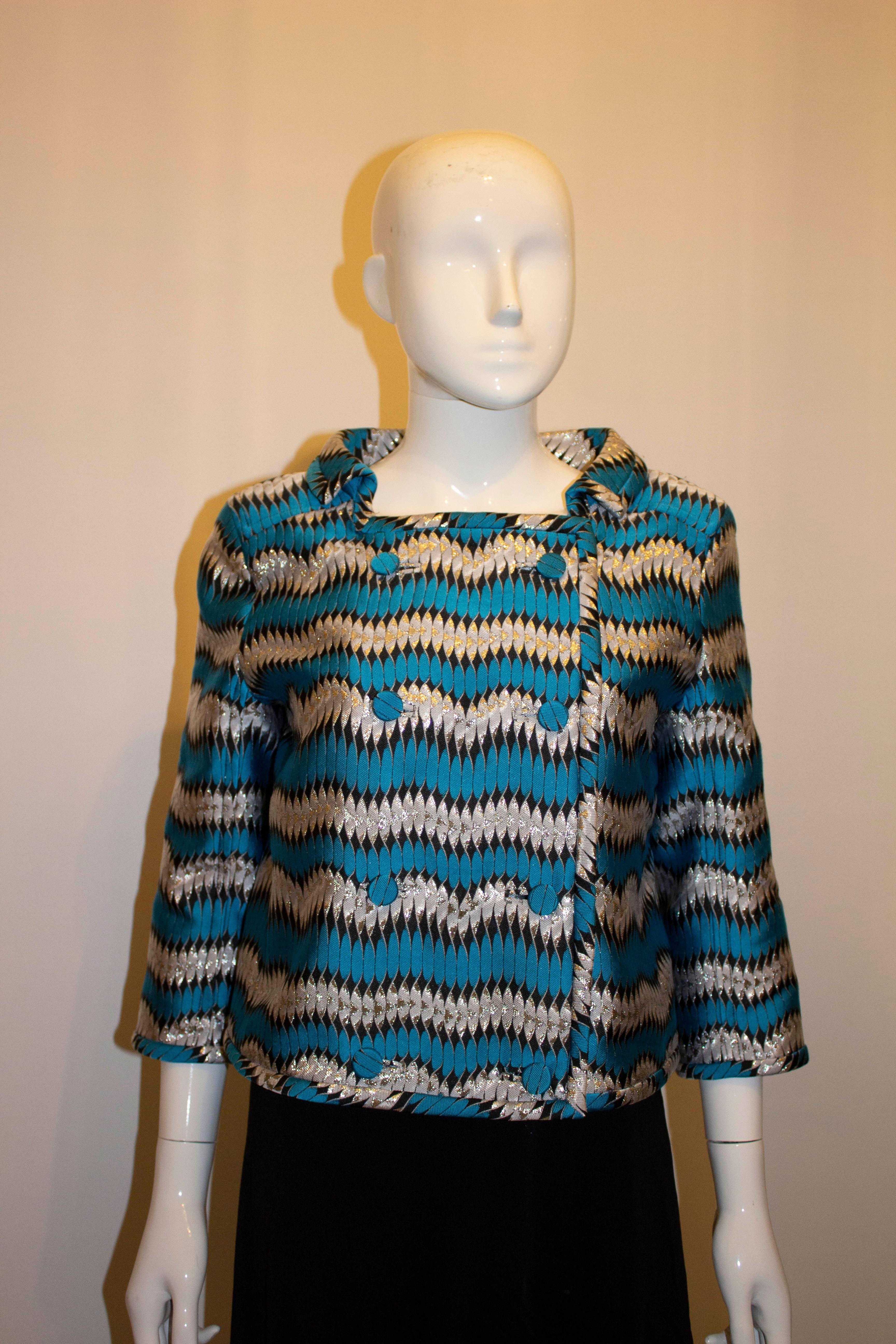 Courreges Silver Turquoise and Black Jacket For Sale 1
