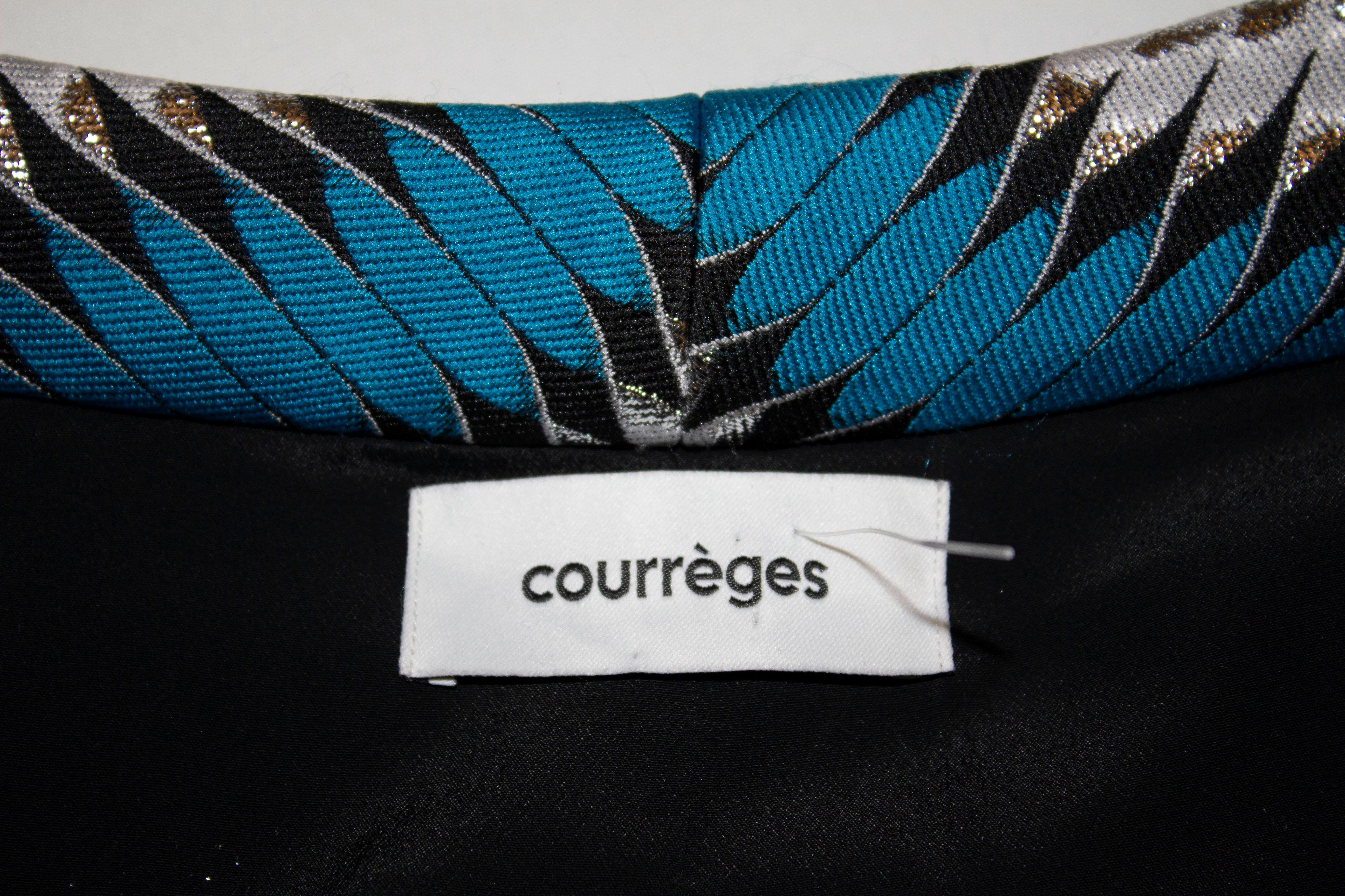 Courreges Silver Turquoise and Black Jacket For Sale 2