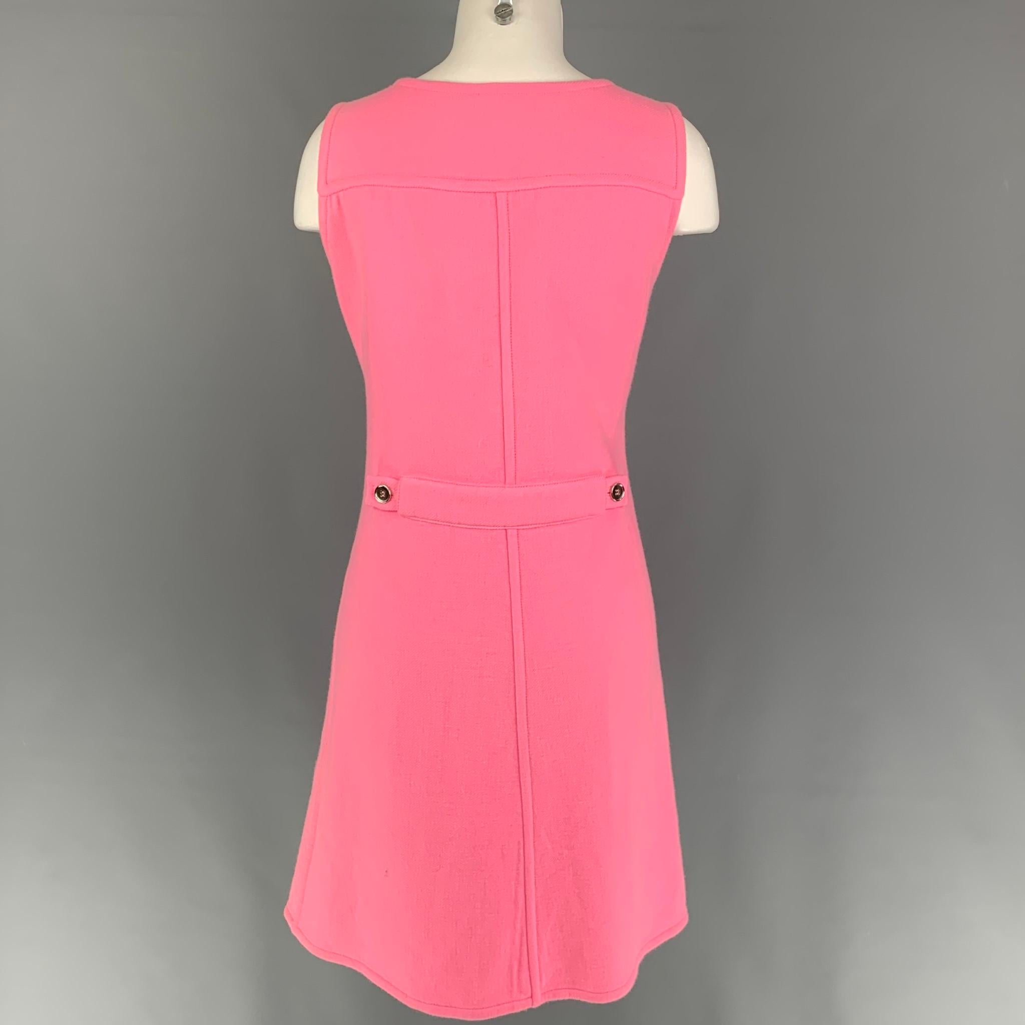 COURREGES Size L Pink Wool Angora Shift Dress  In Good Condition In San Francisco, CA