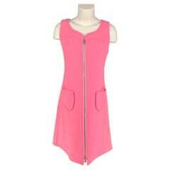 COURREGES Size L Pink Wool Angora Shift Dress