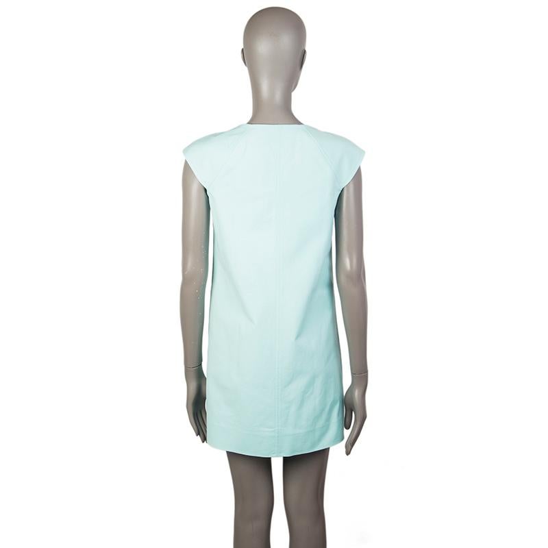Gray COURREGES turquoise cotton CAP SLEEVE MINI SHIFT Dress 38 S For Sale
