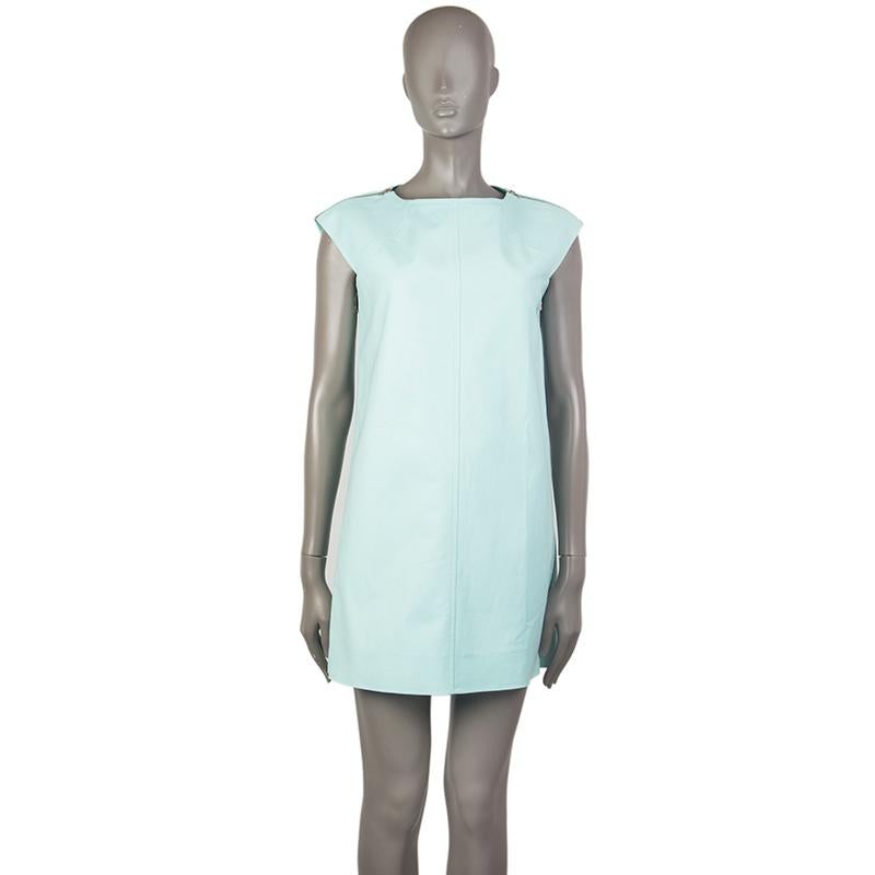 COURRÈGES mini robe à manches courtes cape en coton turquoise 38 S