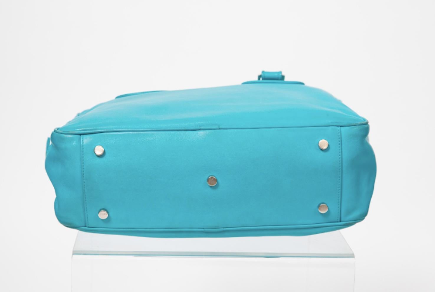 Courreges Turquoise Large Bowling Bag In Good Condition In Paris, FR